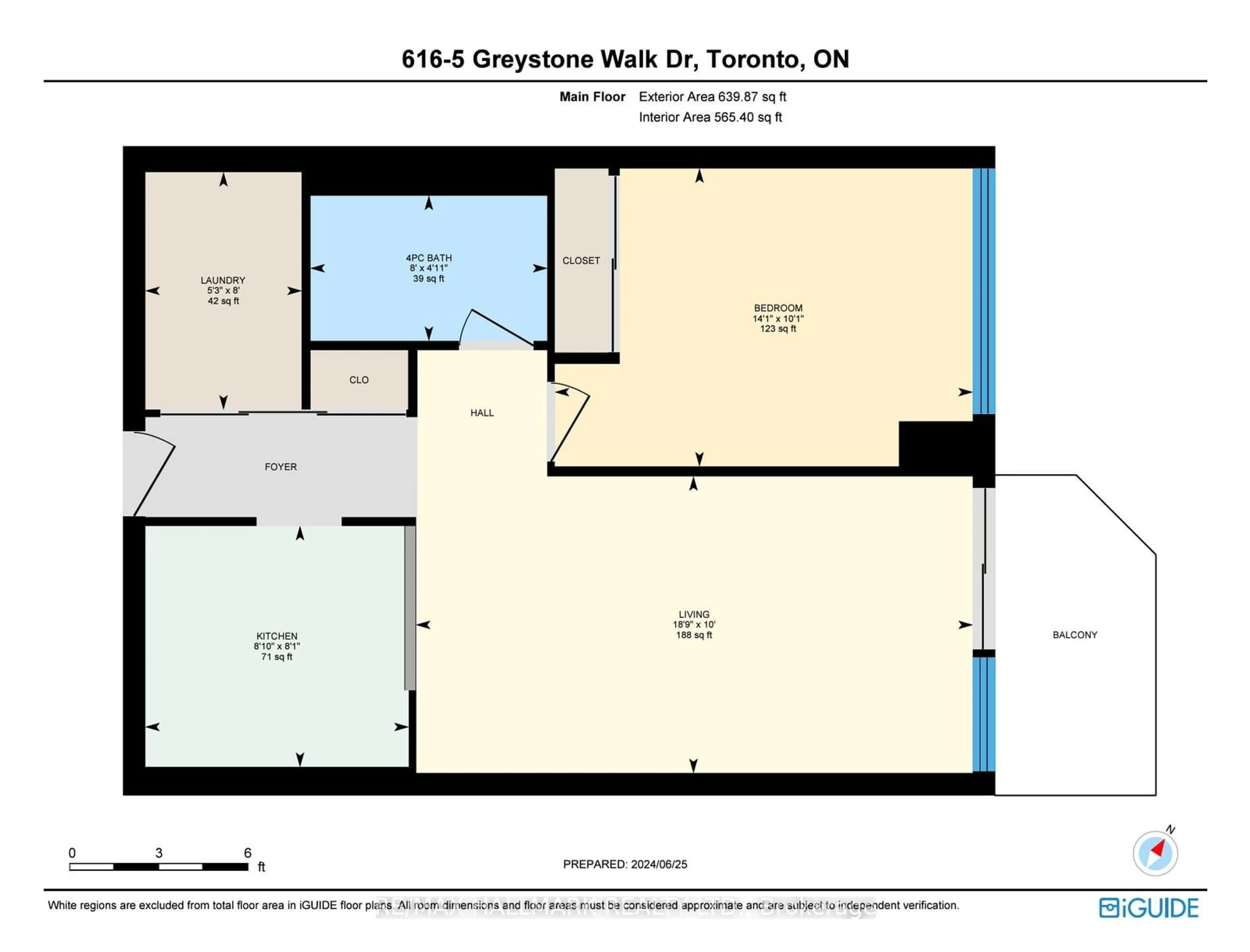 Floor plan for 5 Greystone Walk Dr #616, Toronto Ontario M1K 5J5