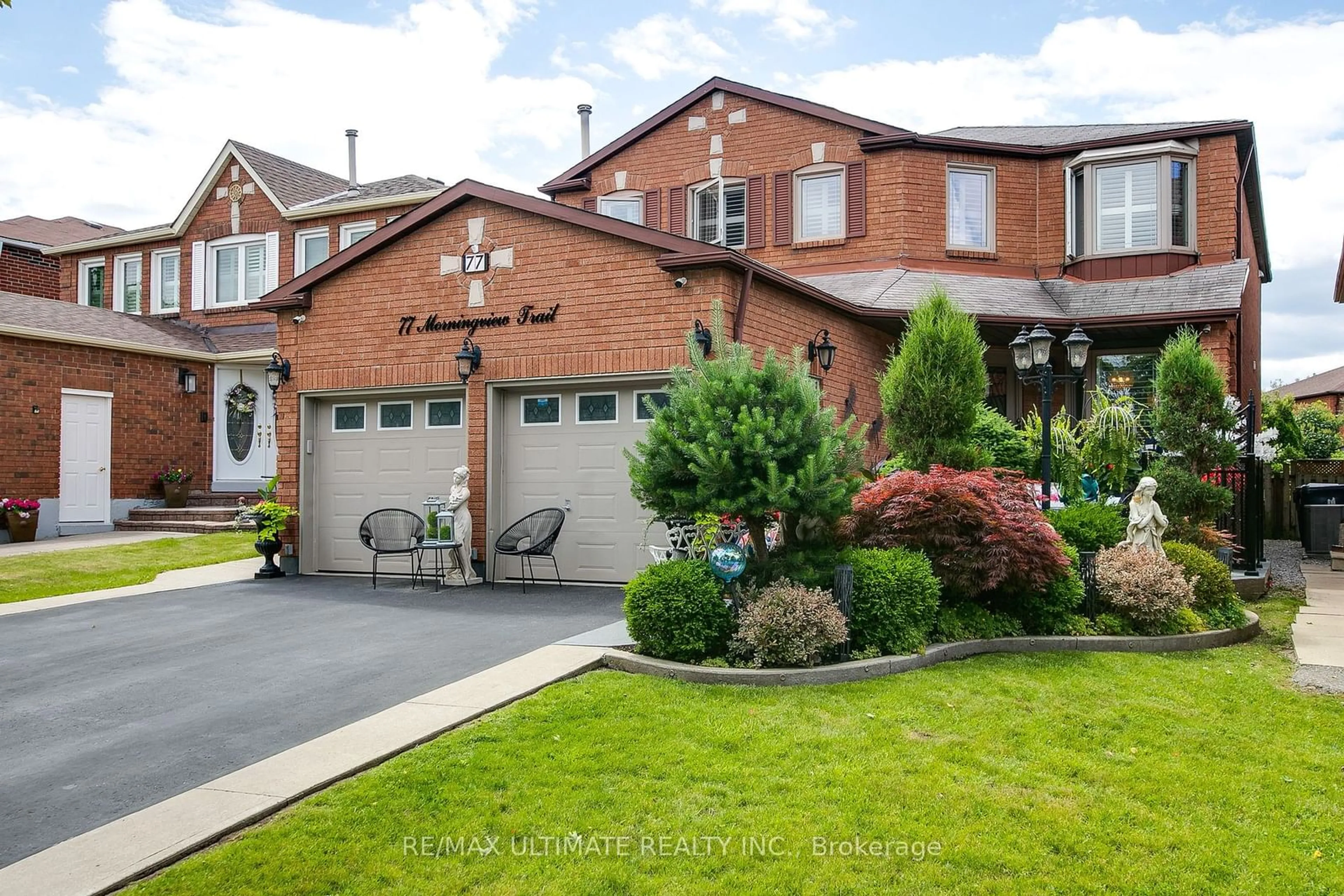 Home with brick exterior material for 77 Morningview Tr, Toronto Ontario M4G 3C1