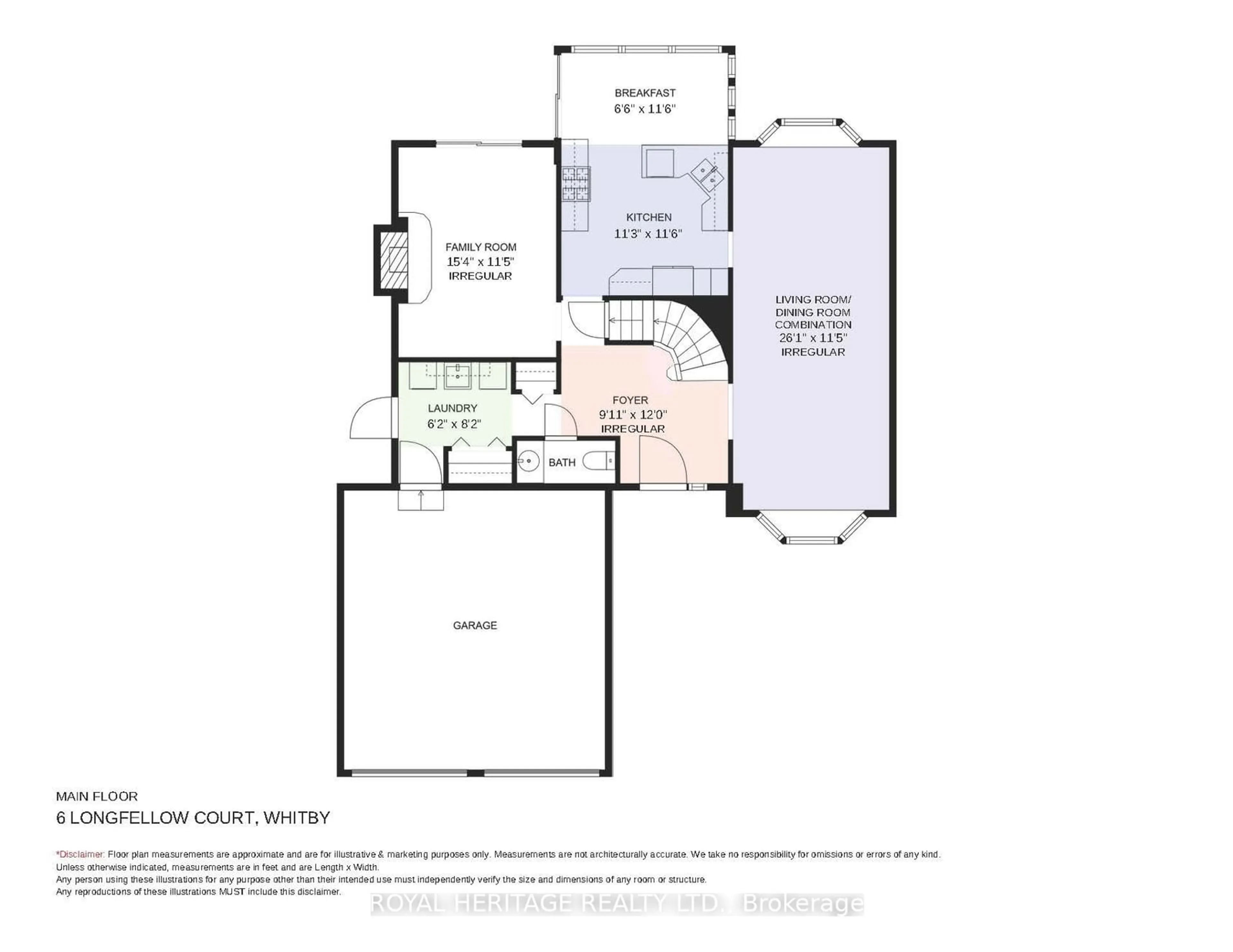 Floor plan for 6 Longfellow Crt, Whitby Ontario L1N 6V7
