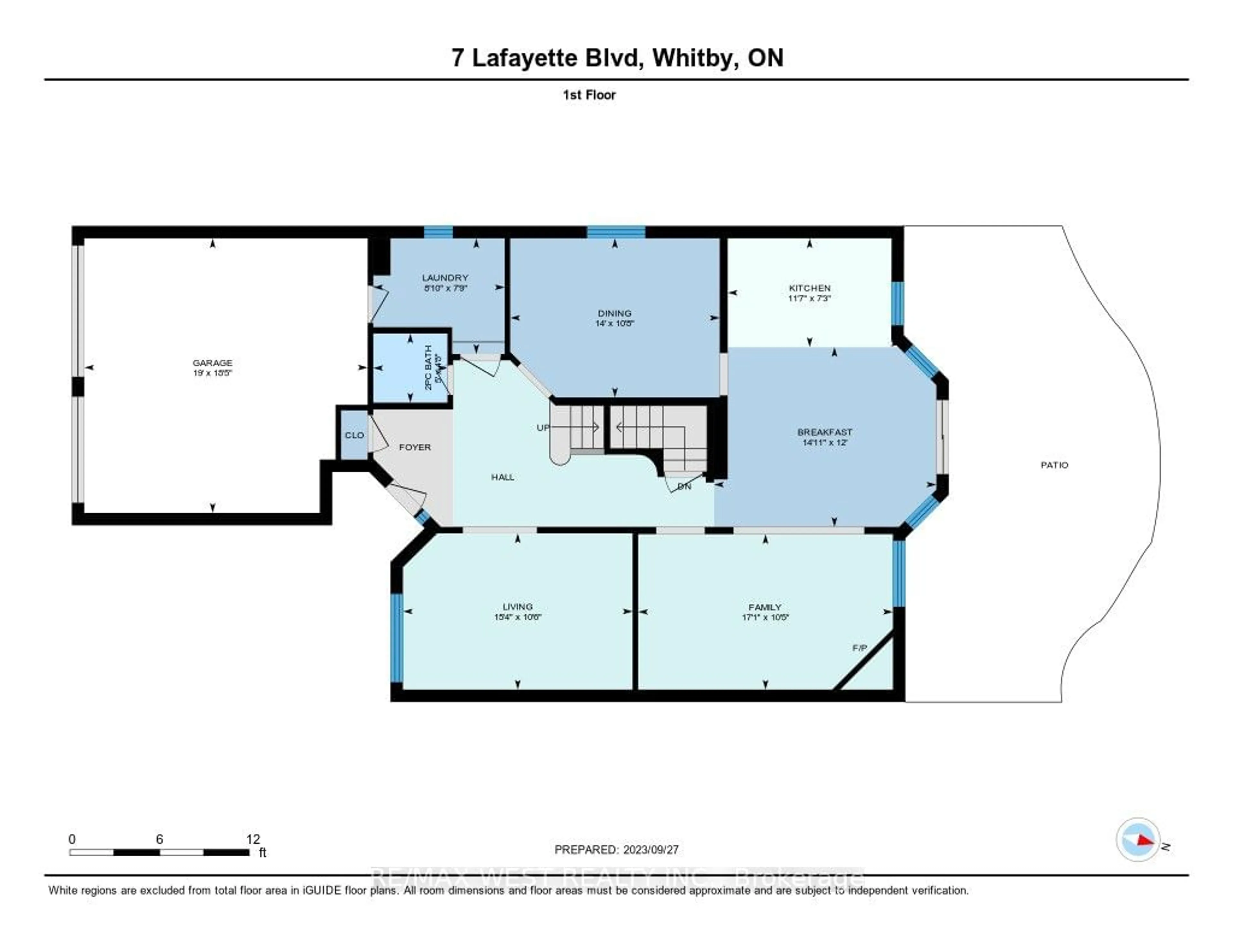 Floor plan for 7 Lafayette Blvd, Whitby Ontario L1P 1T1