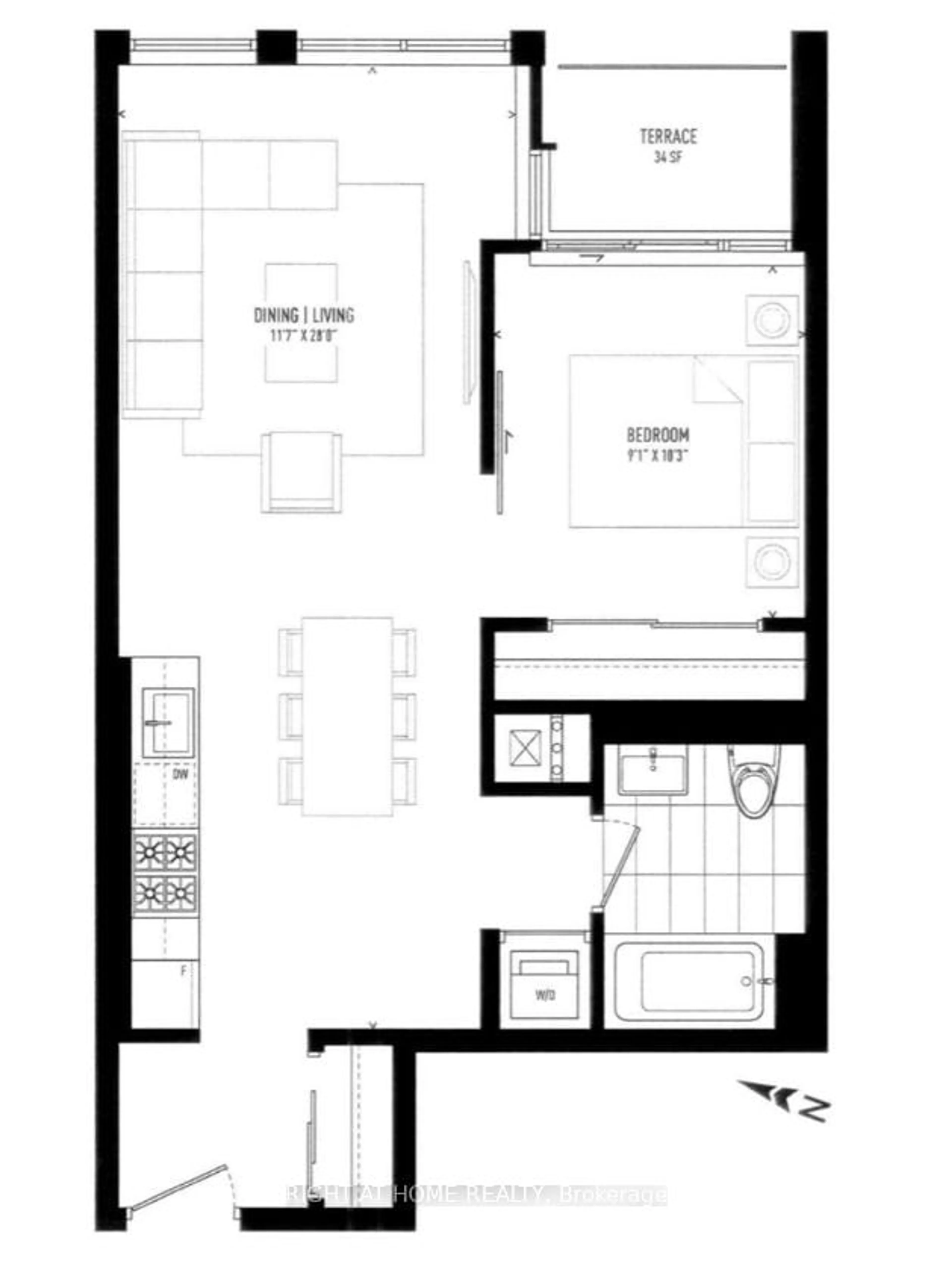 Floor plan for 246 Logan Ave #423, Toronto Ontario M4M 1J2