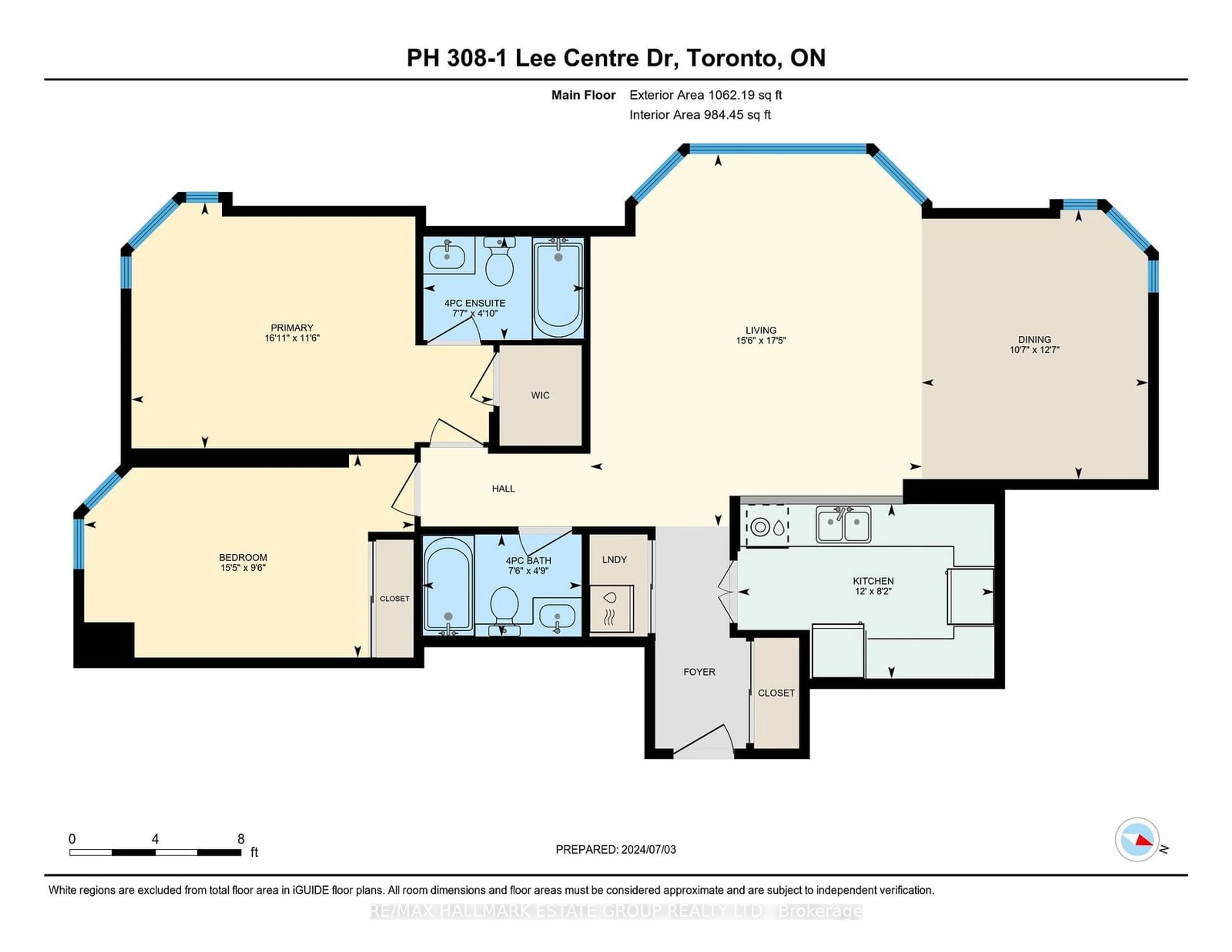 Floor plan for 1 Lee Centre Dr #Ph 308, Toronto Ontario M1H 3J2