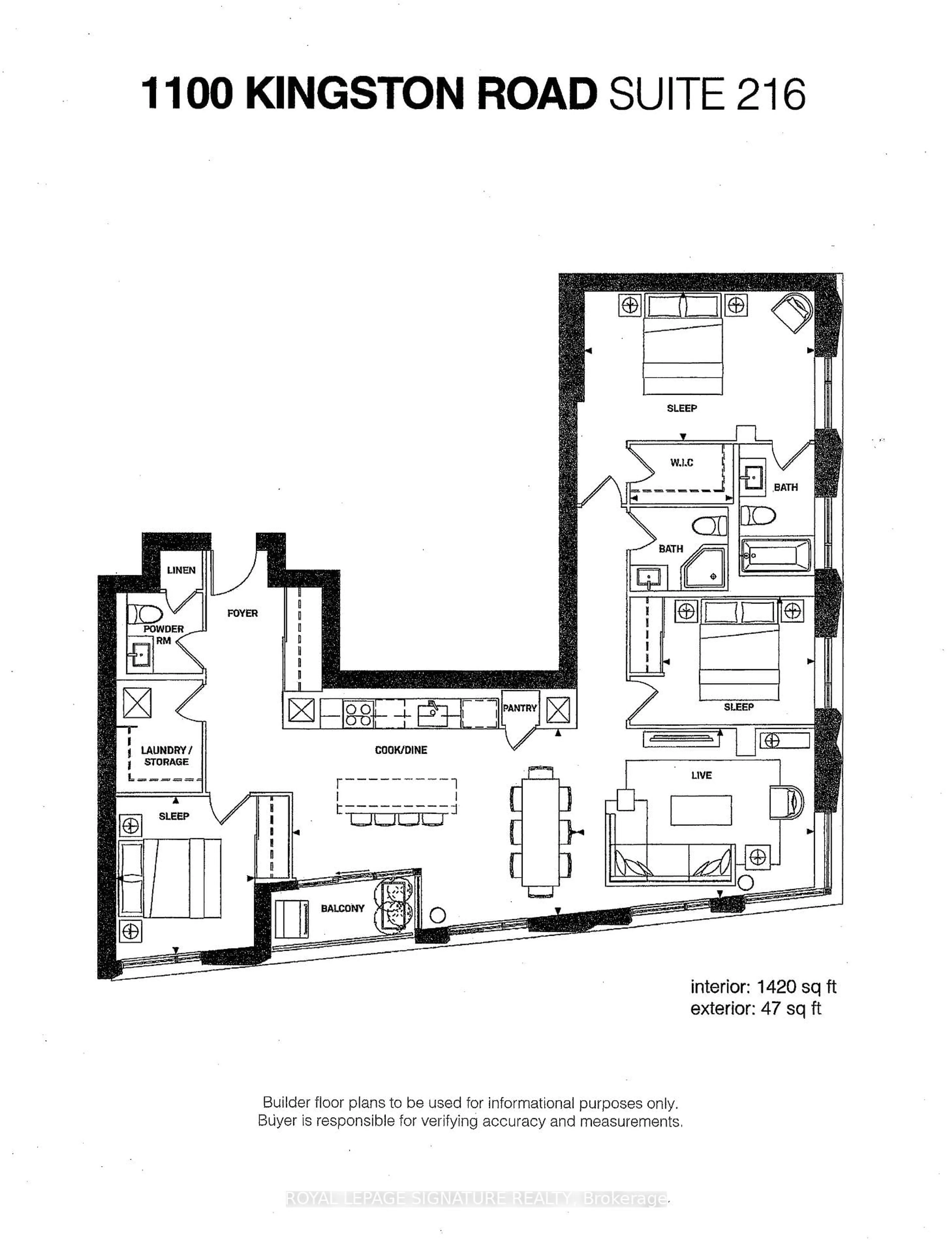 Floor plan for 1100 Kingston Rd #216, Toronto Ontario M1N 1N4