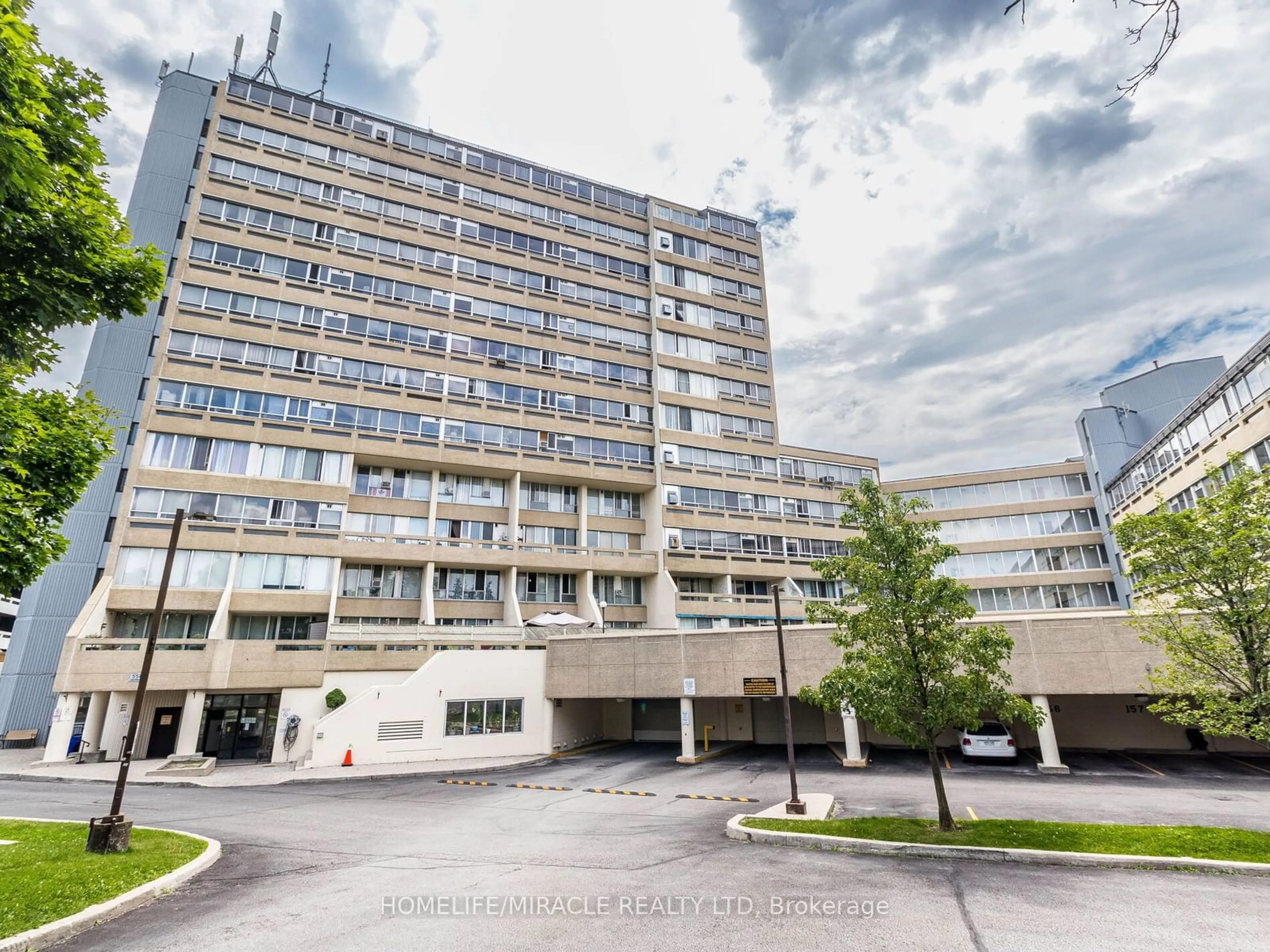 A pic from exterior of the house or condo, the front or back of building for 5580 Sheppard Ave #507, Toronto Ontario M1B 2L3