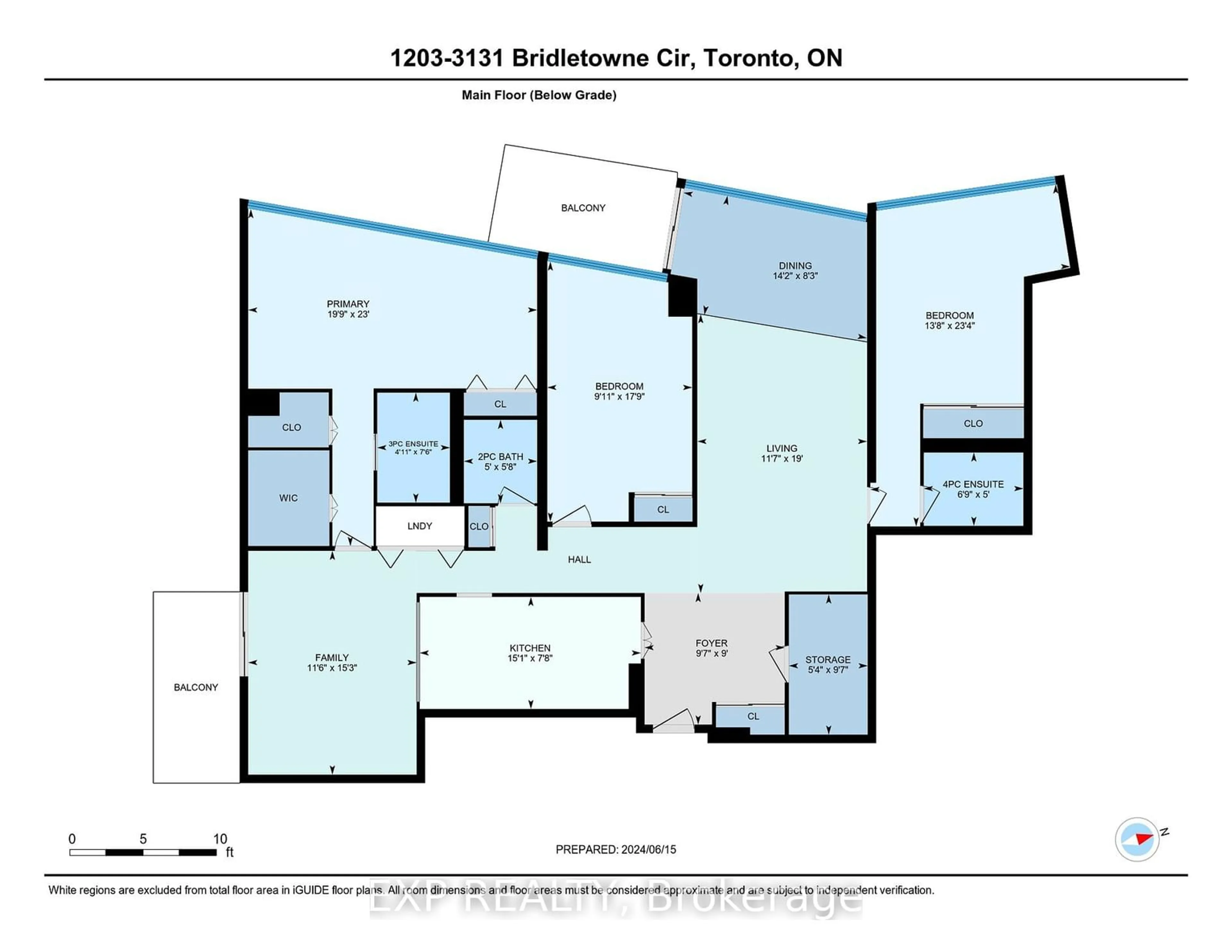 Floor plan for 3131 Bridletowne Circ #1203, Toronto Ontario M1W 2S9