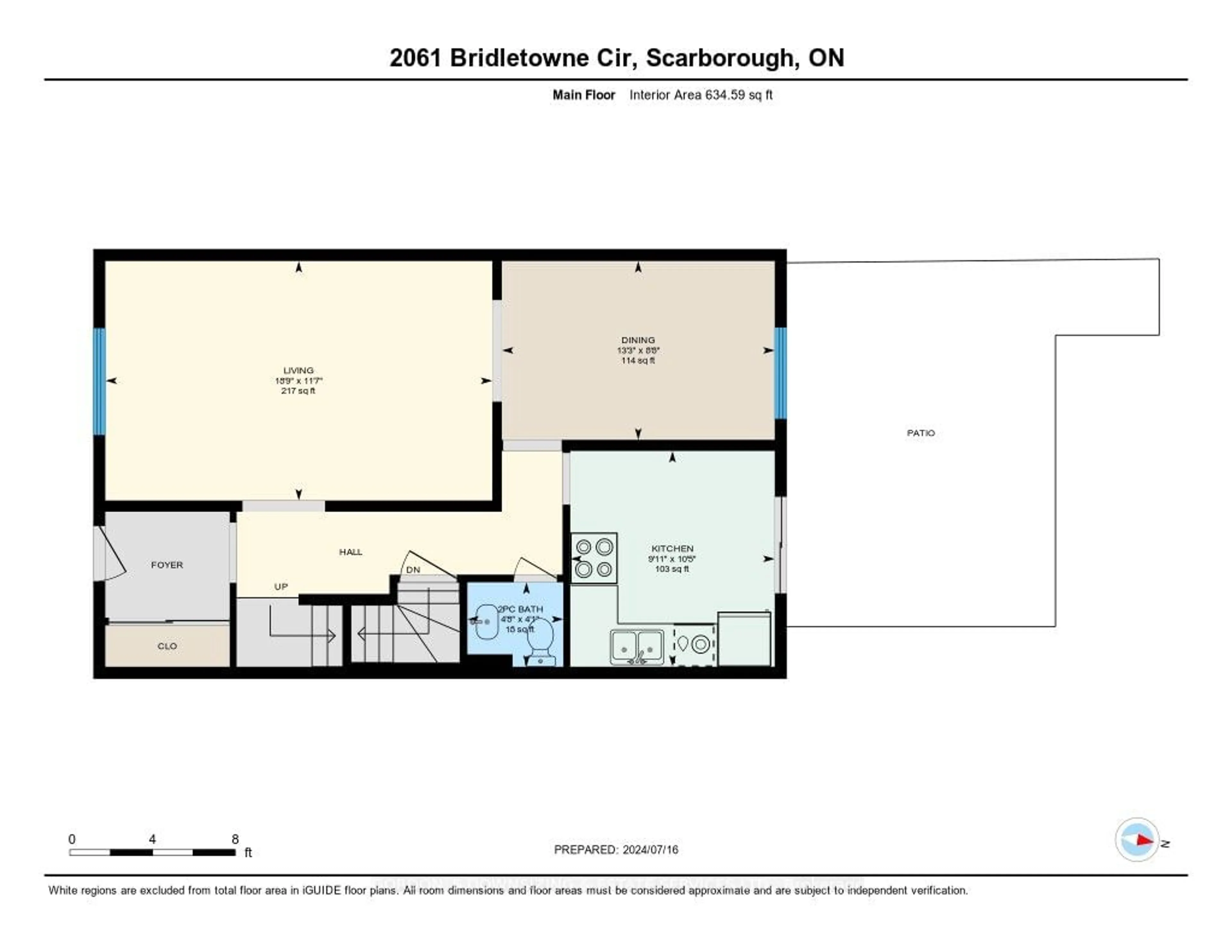 Floor plan for 2061 Bridletowne Circ #44, Toronto Ontario M1W 2J7