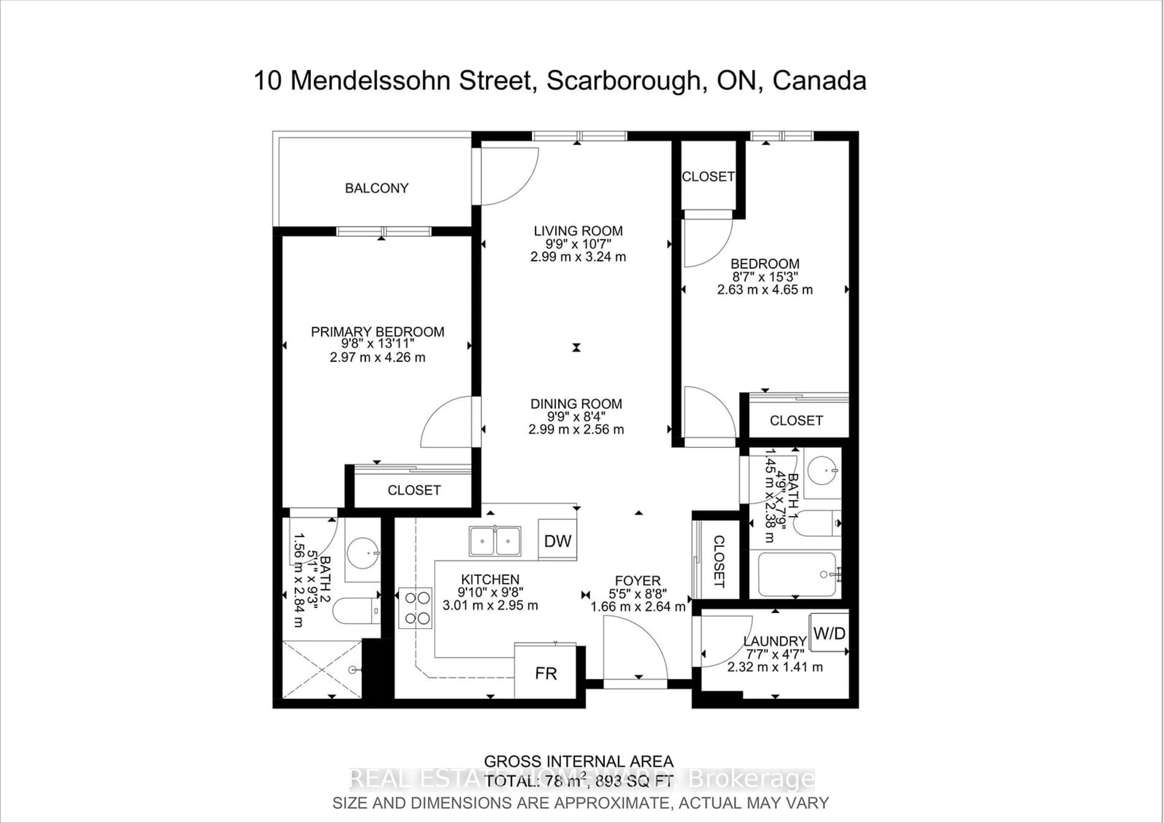 Floor plan for 10 Mendelssohn St #306, Toronto Ontario M1L 0G7