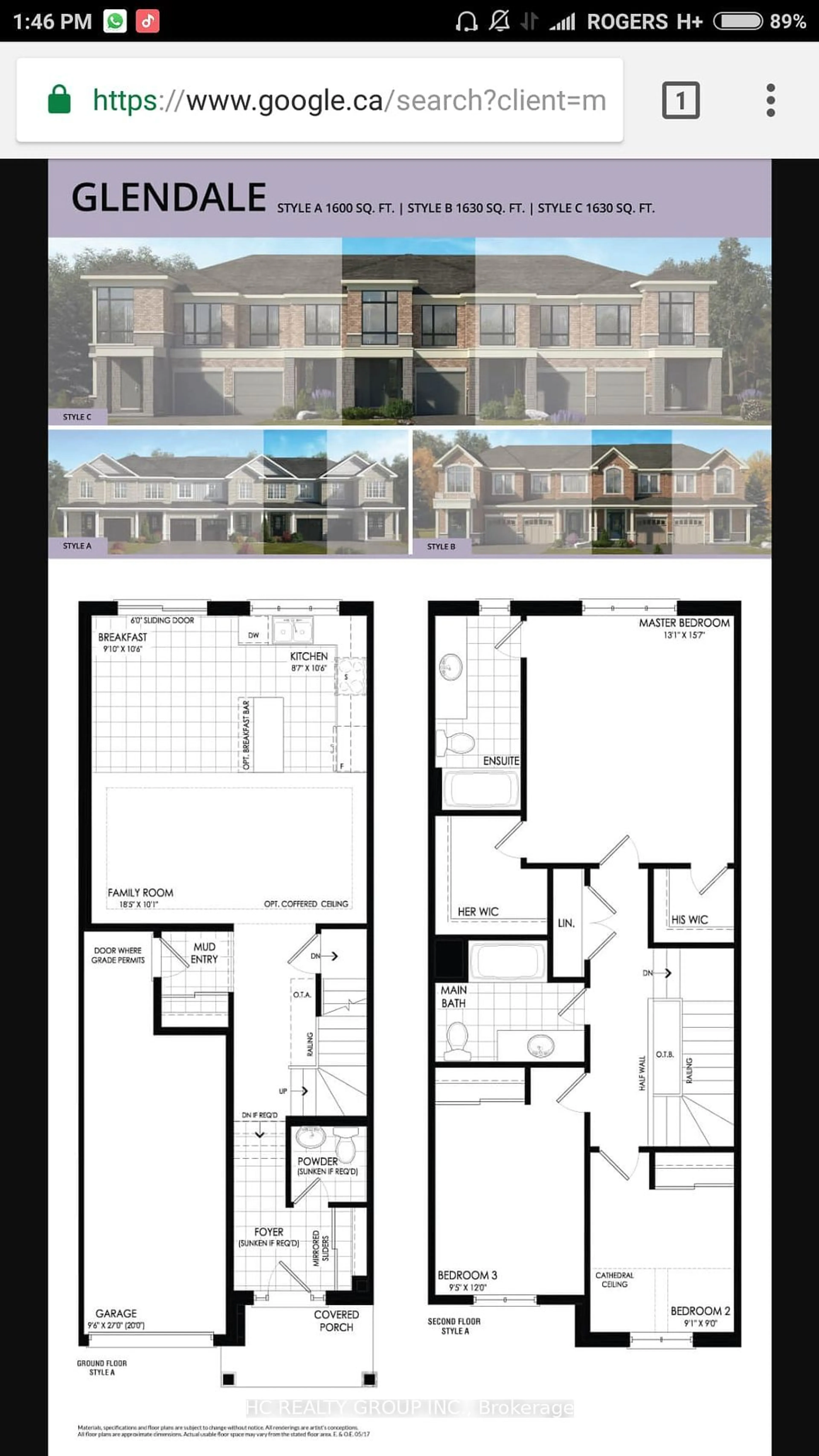Floor plan for 2605 Cerise Manr, Pickering Ontario L1X 0G8