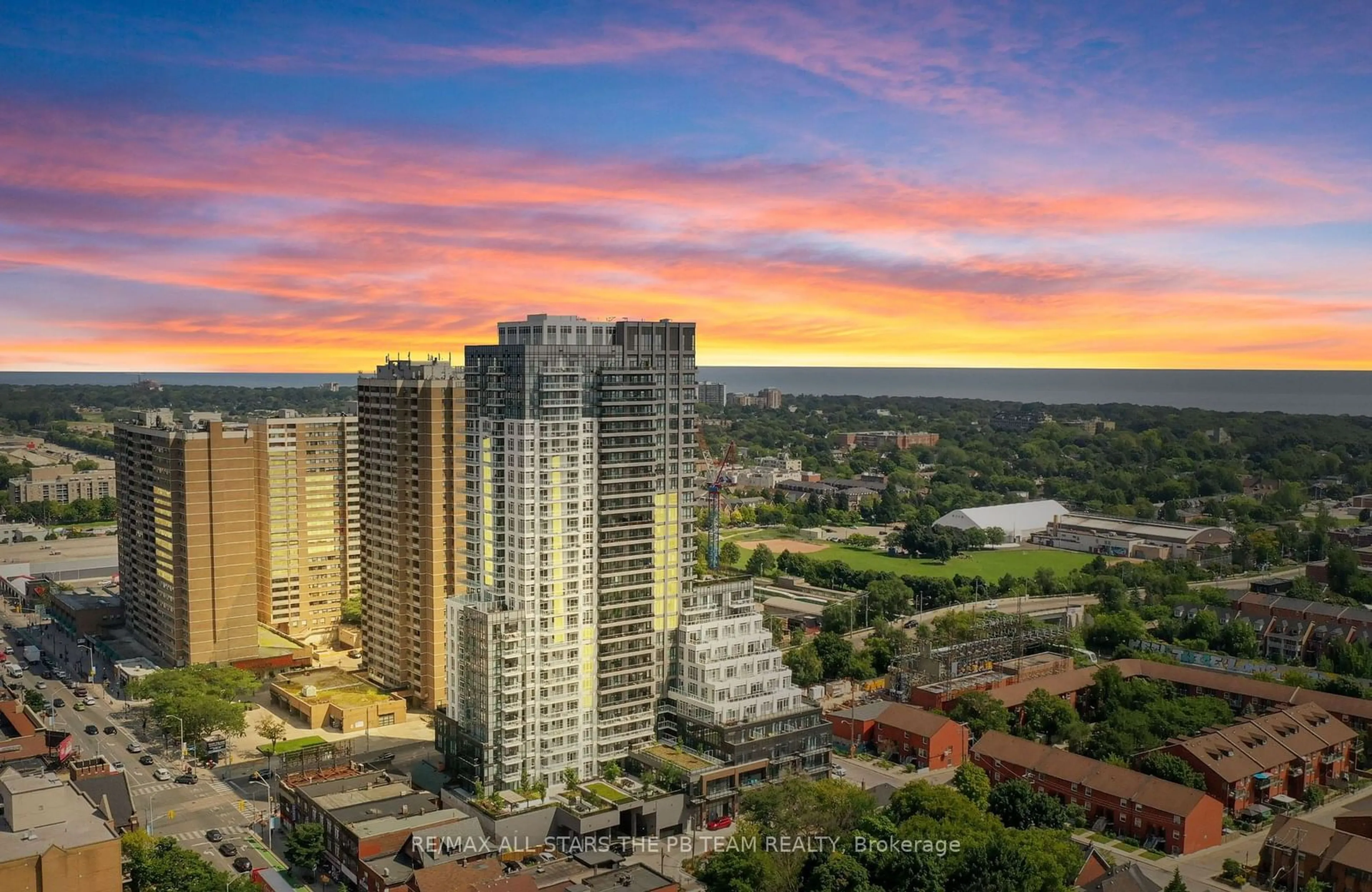 A pic from exterior of the house or condo, the view of city buildings for 286 Main St #2103, Toronto Ontario M4C 0B3