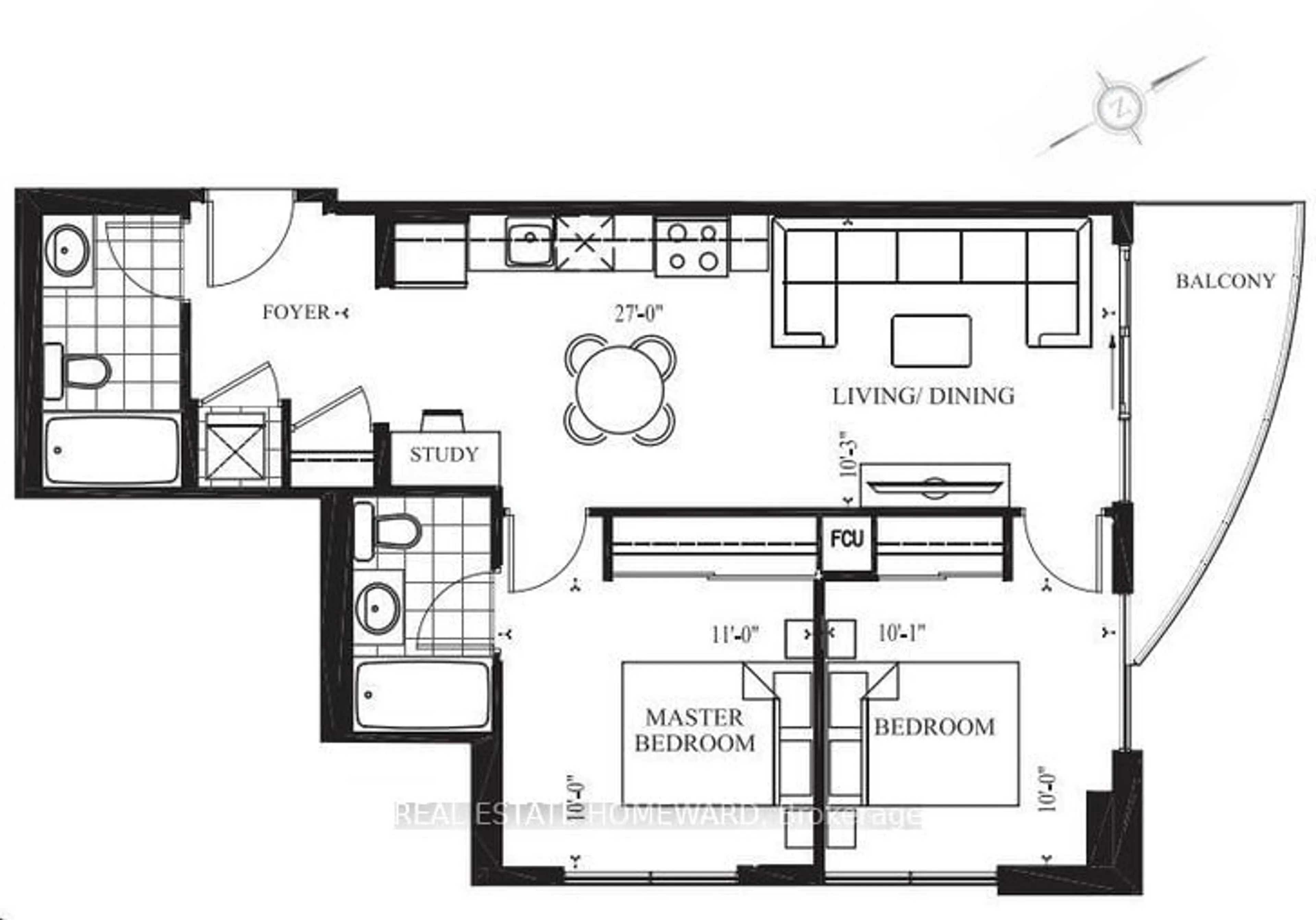 Floor plan for 2150 Lawrence Ave #912, Toronto Ontario M1R 0B7