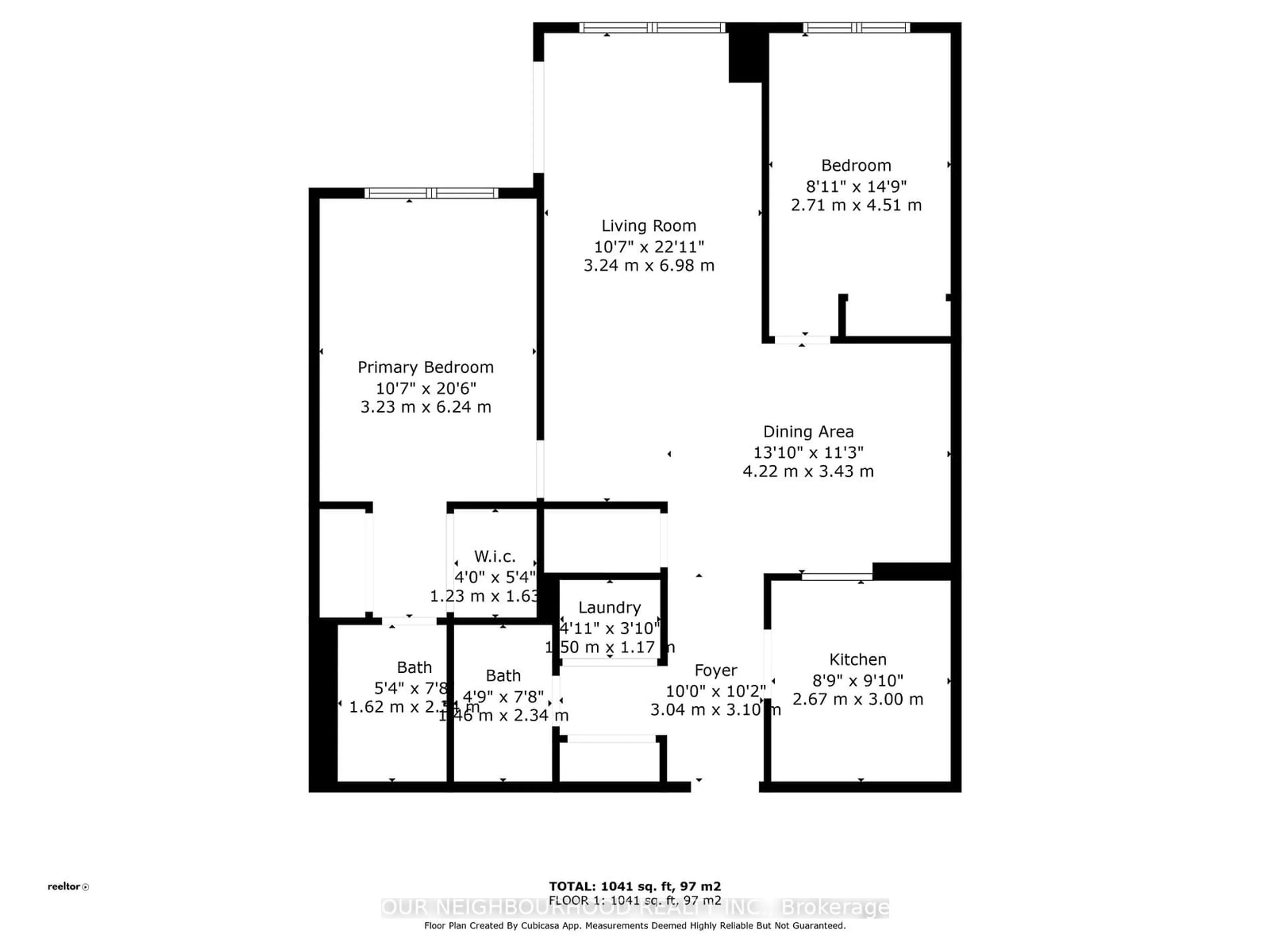 Floor plan for 1000 The Esplanade #1708, Pickering Ontario L1V 6V4