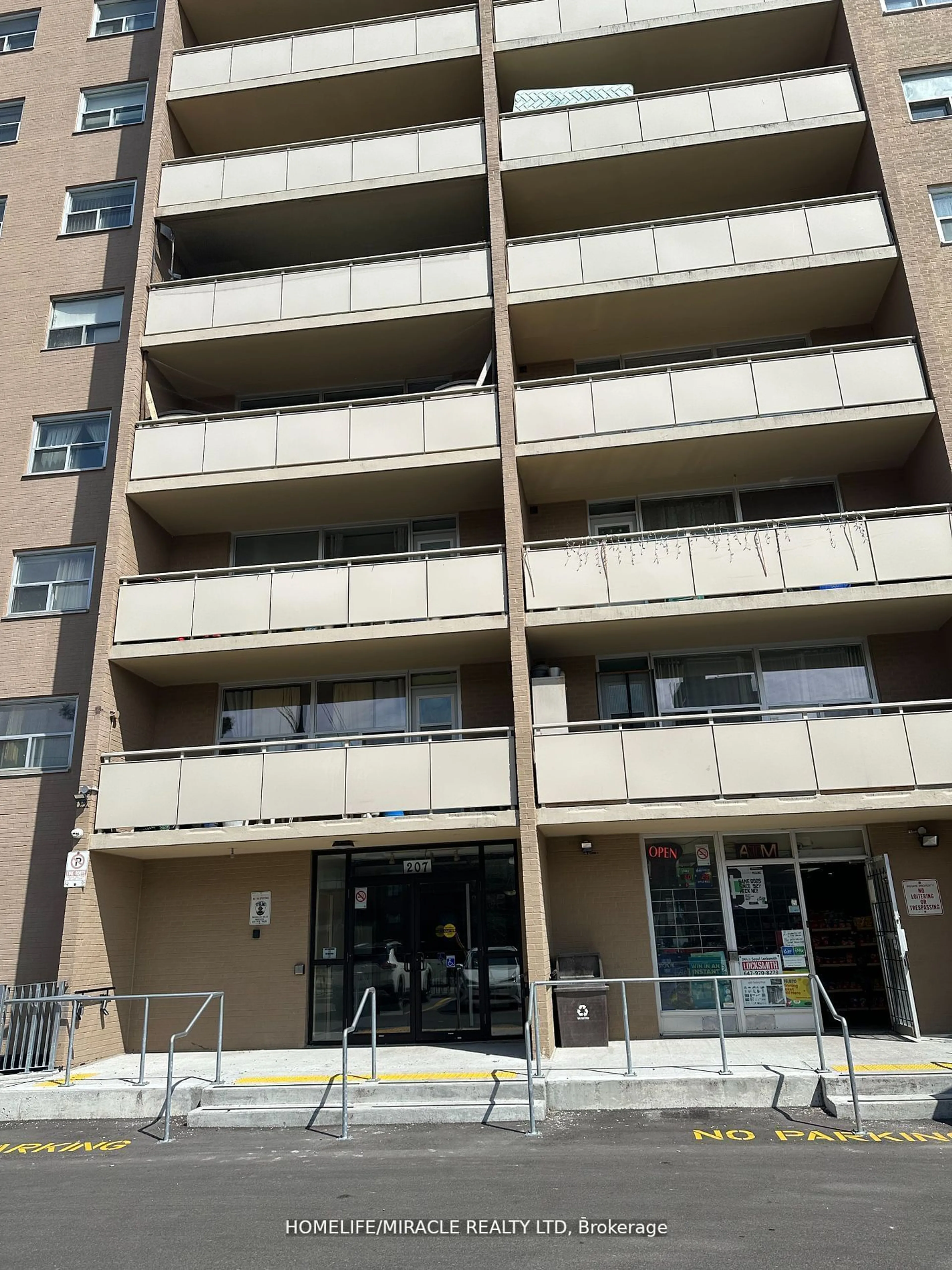 A pic from exterior of the house or condo, the front or back of building for 207 Galloway Rd #301, Toronto Ontario M1E 4X3