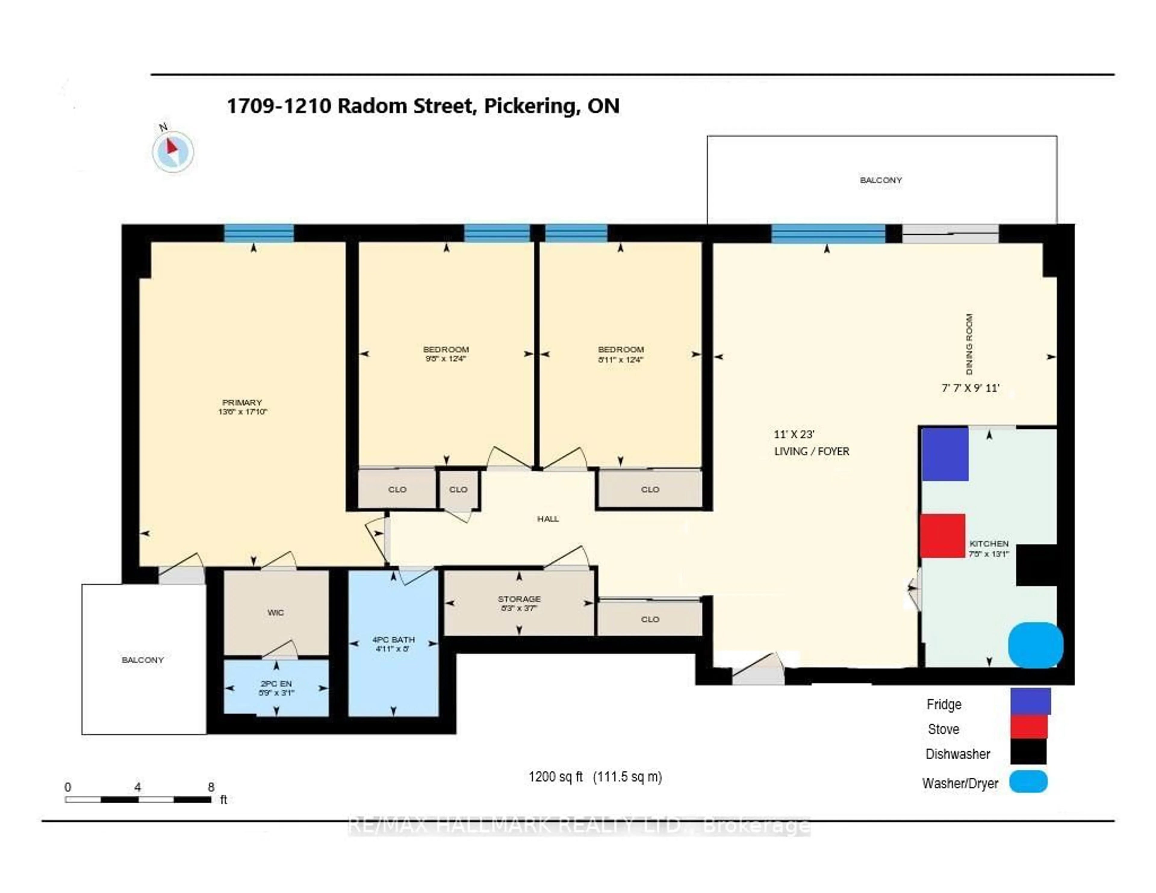 Floor plan for 1210 Radom St #1709, Pickering Ontario L1W 2Z3