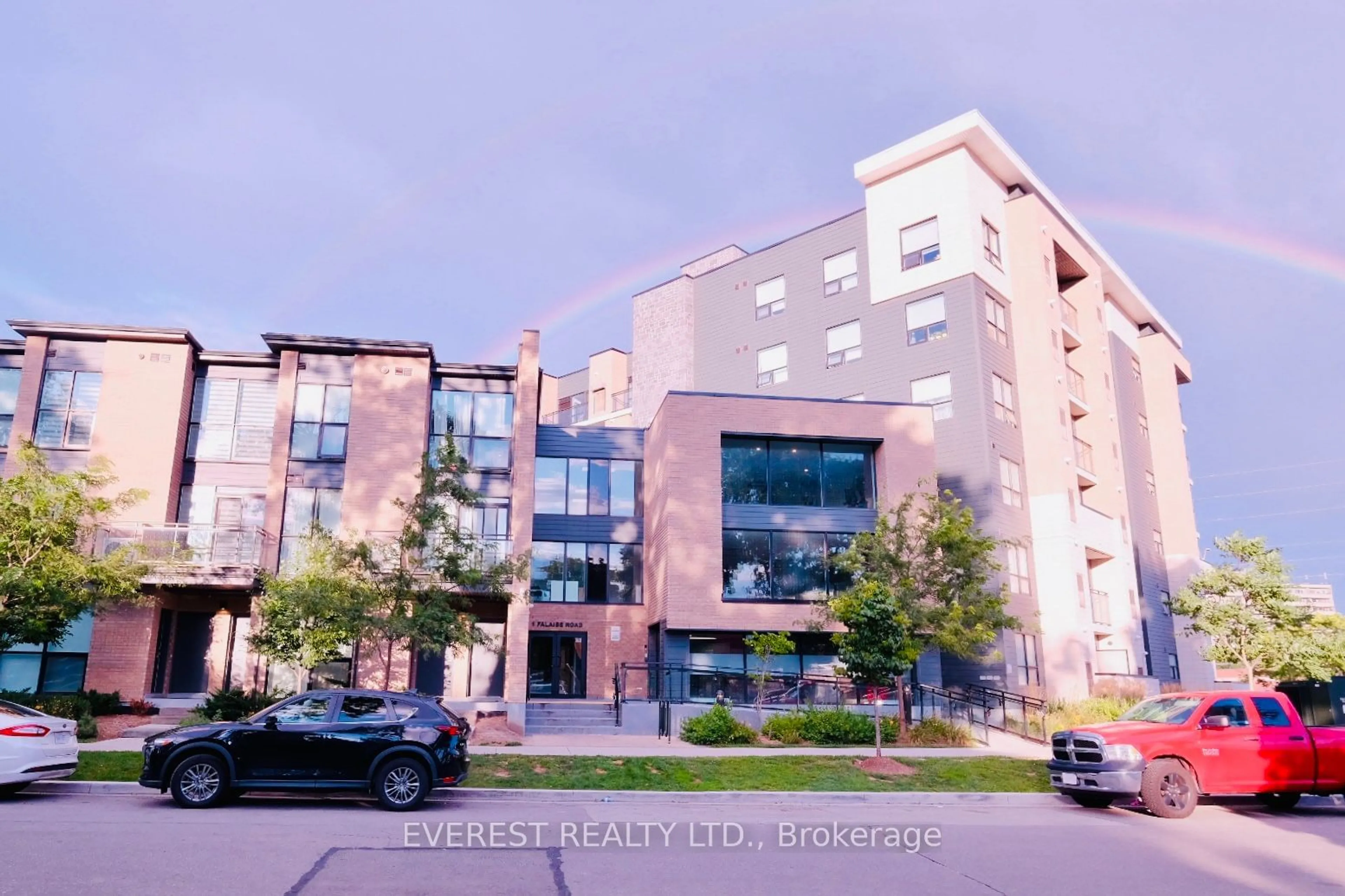 A pic from exterior of the house or condo, the front or back of building for 1 Falaise Rd #501, Toronto Ontario M1E 0B9