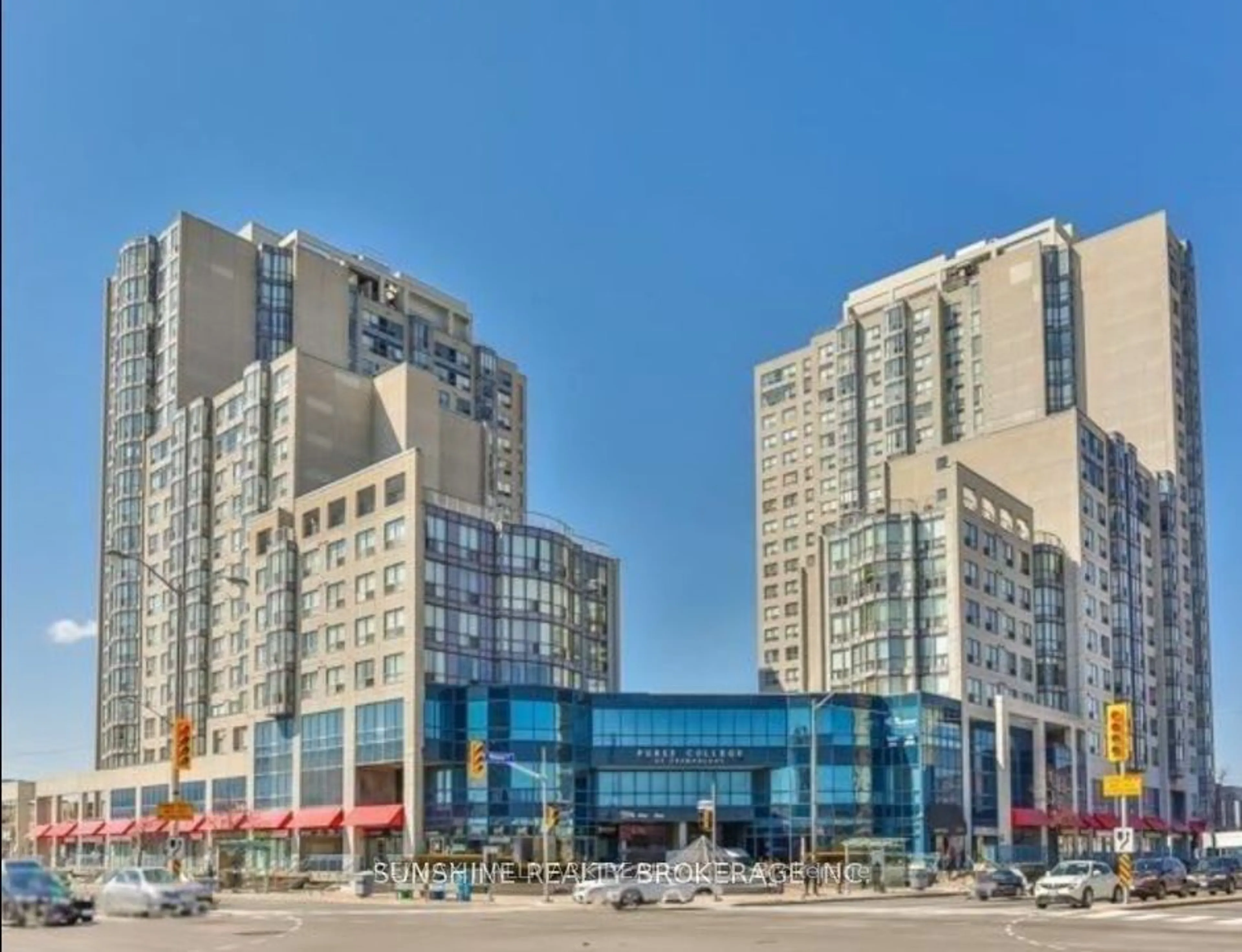 A pic from exterior of the house or condo, the view of city buildings for 1470 Midland Ave #1501, Toronto Ontario M1P 3B9