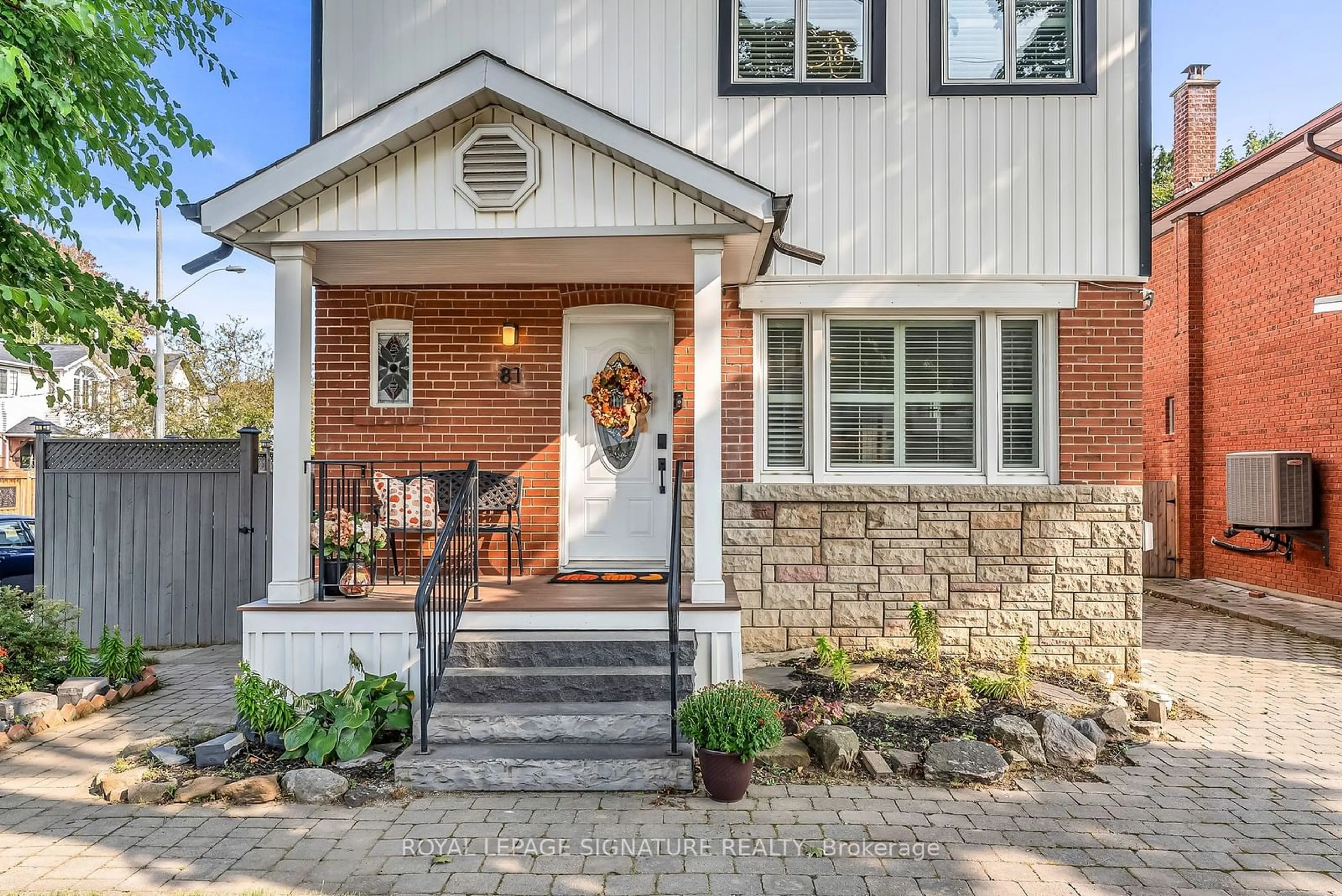 Home with brick exterior material for 81 Denvale Rd, Toronto Ontario M4B 3B3