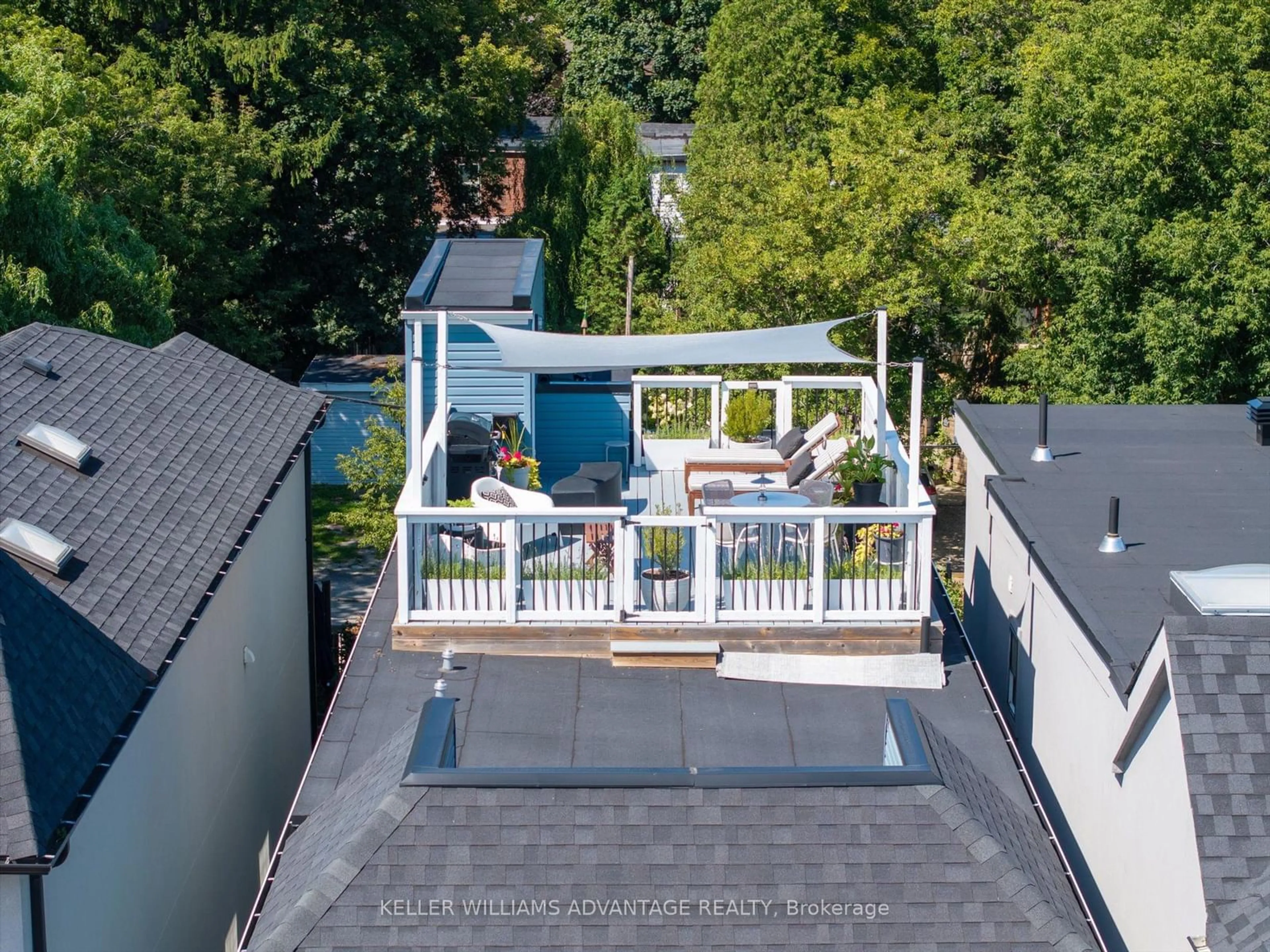 Frontside or backside of a home, the fenced backyard for 1568 Dundas St, Toronto Ontario M4L 1K8