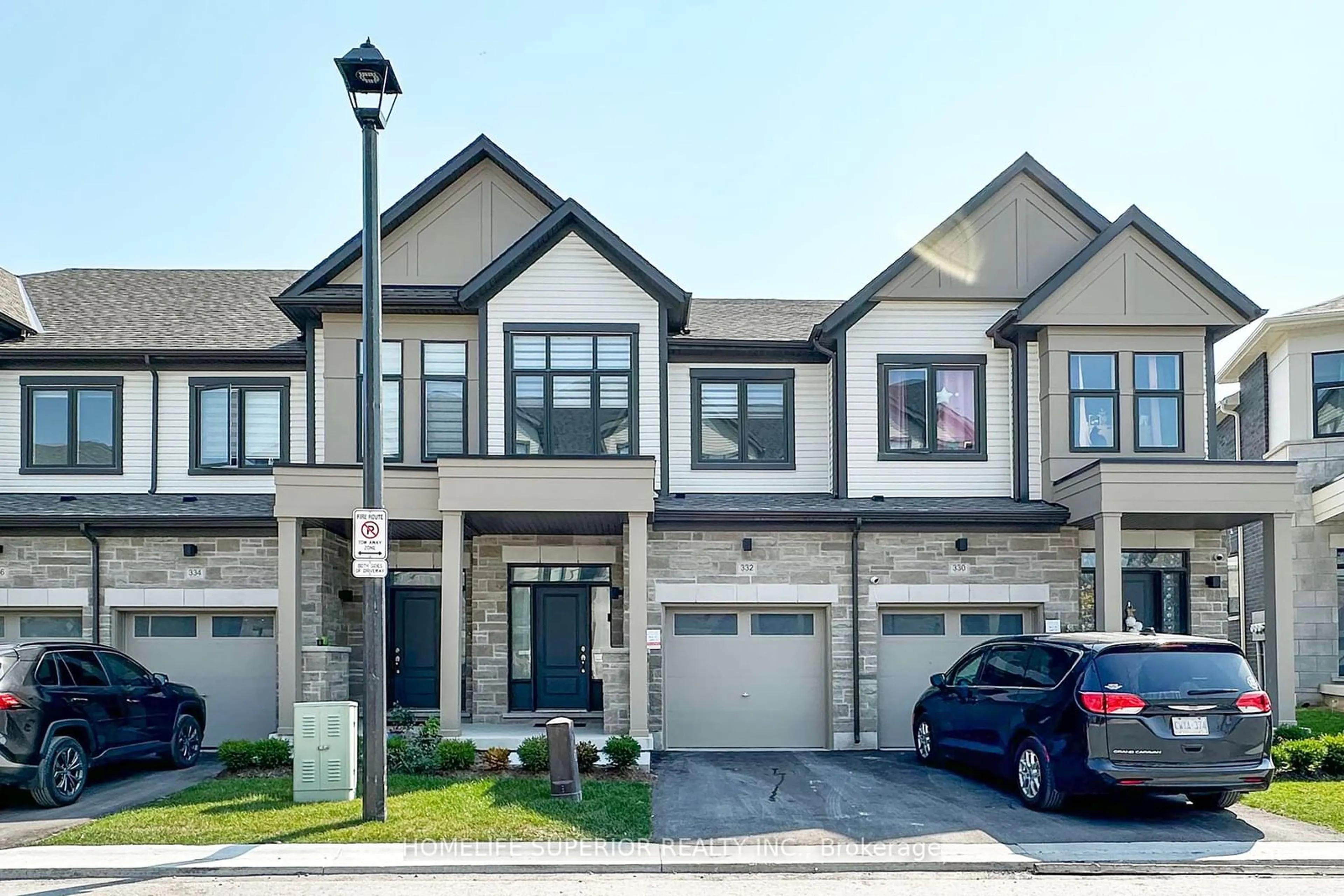 A pic from exterior of the house or condo, the street view for 332 Okanagan Path, Oshawa Ontario L1H 0A7