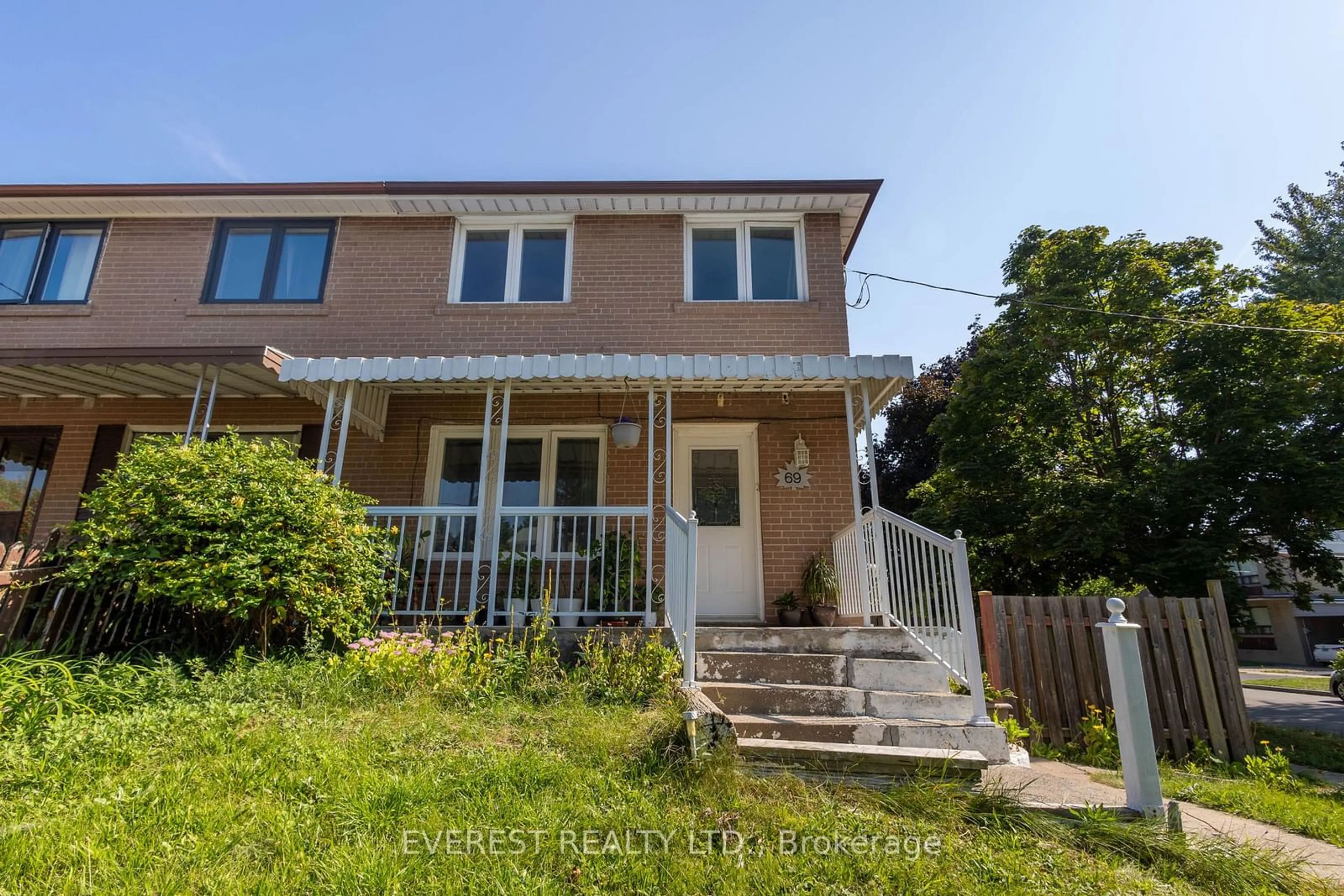 A pic from exterior of the house or condo, the fenced backyard for 69 Bergen Rd, Toronto Ontario M1P 1S3