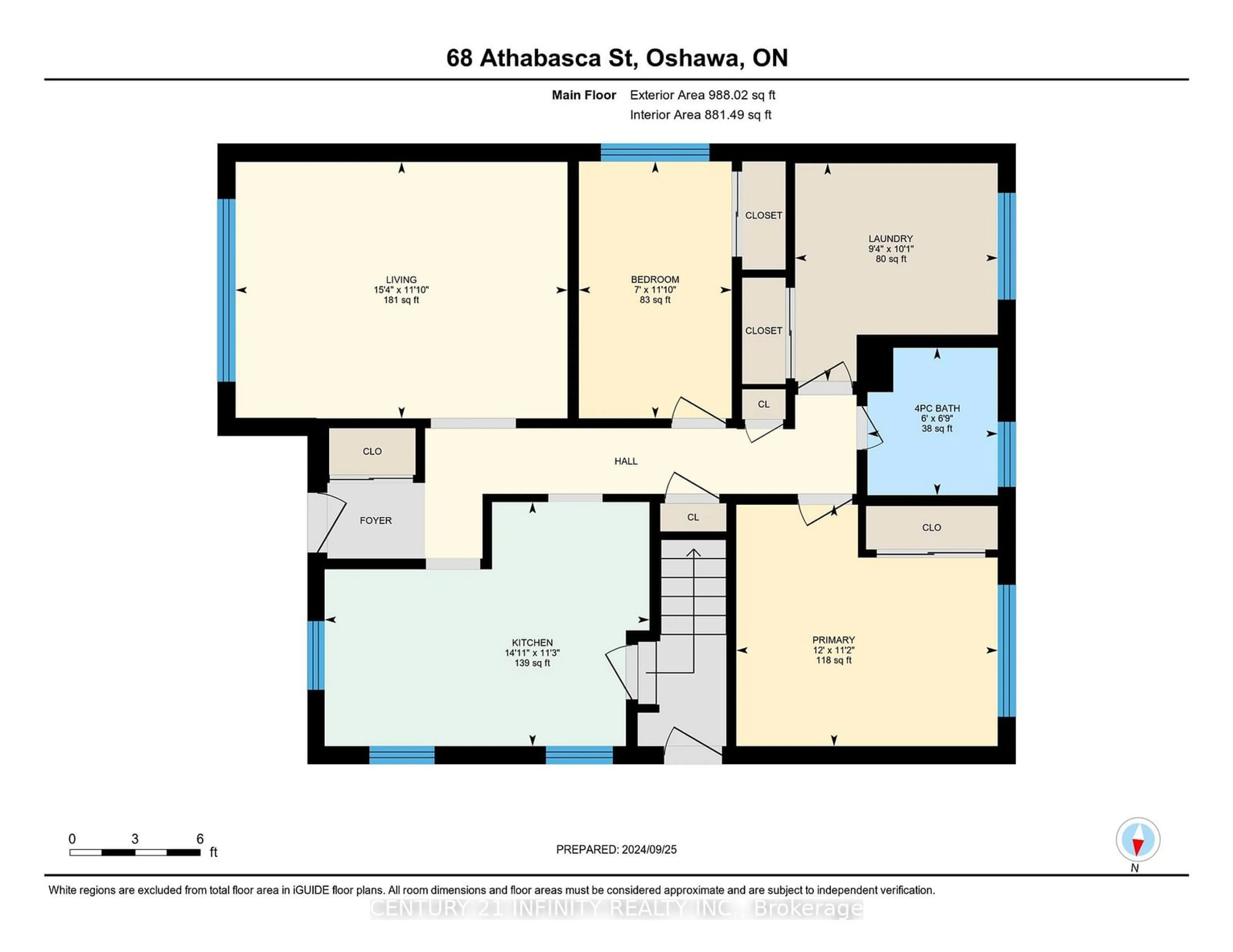 Floor plan for 68 Athabasca St, Oshawa Ontario L1H 7H6