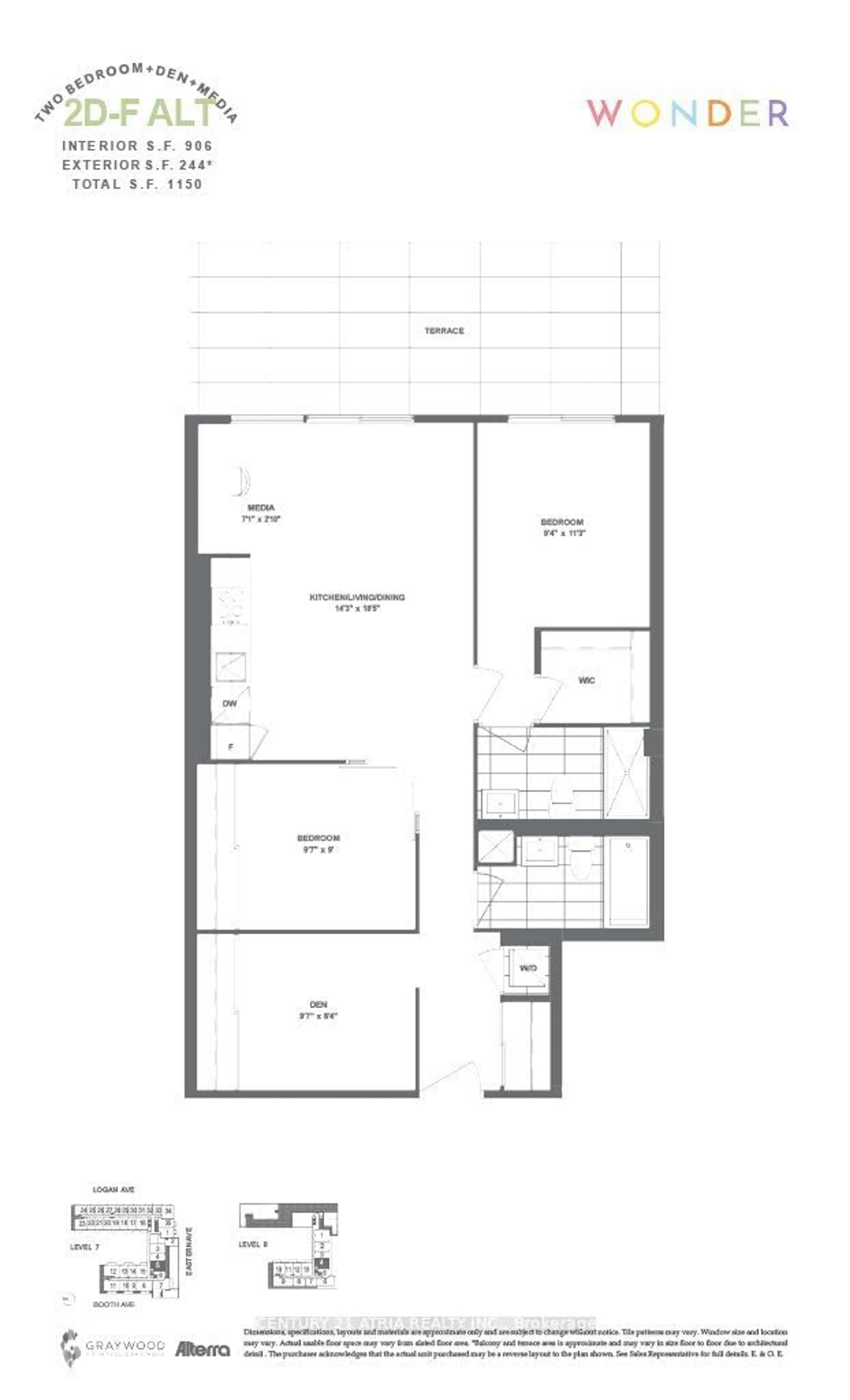 Floor plan for 150 Logan Ave #705, Toronto Ontario M4M 1C3