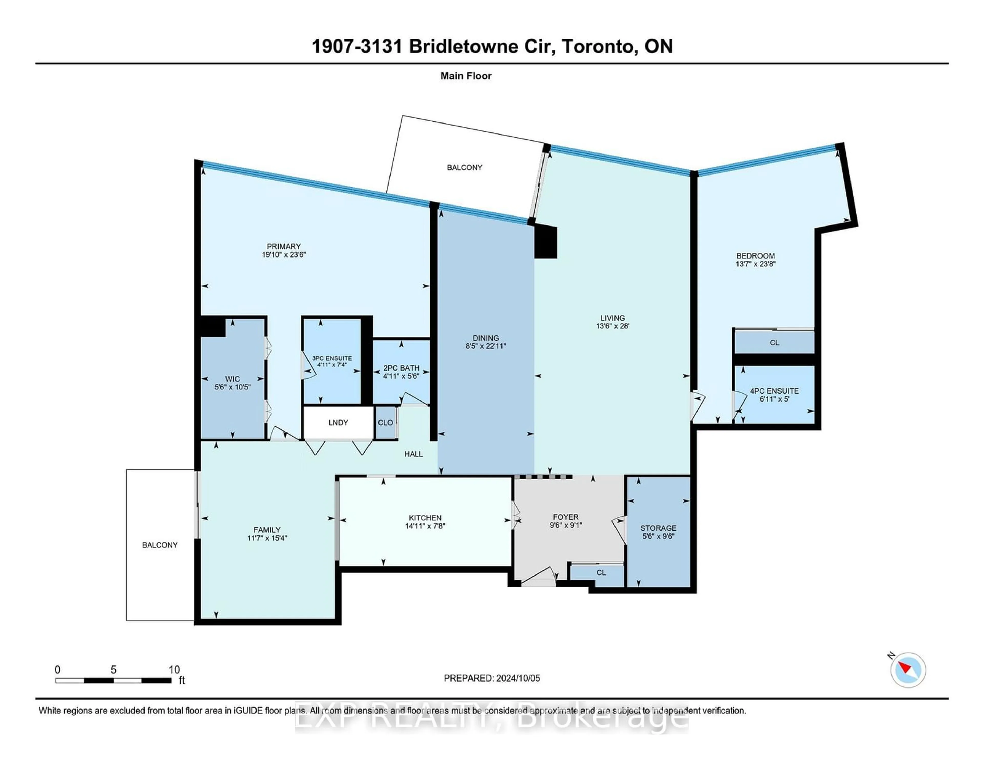 Floor plan for 3131 Bridletowne Circ #1907, Toronto Ontario M1W 2S9