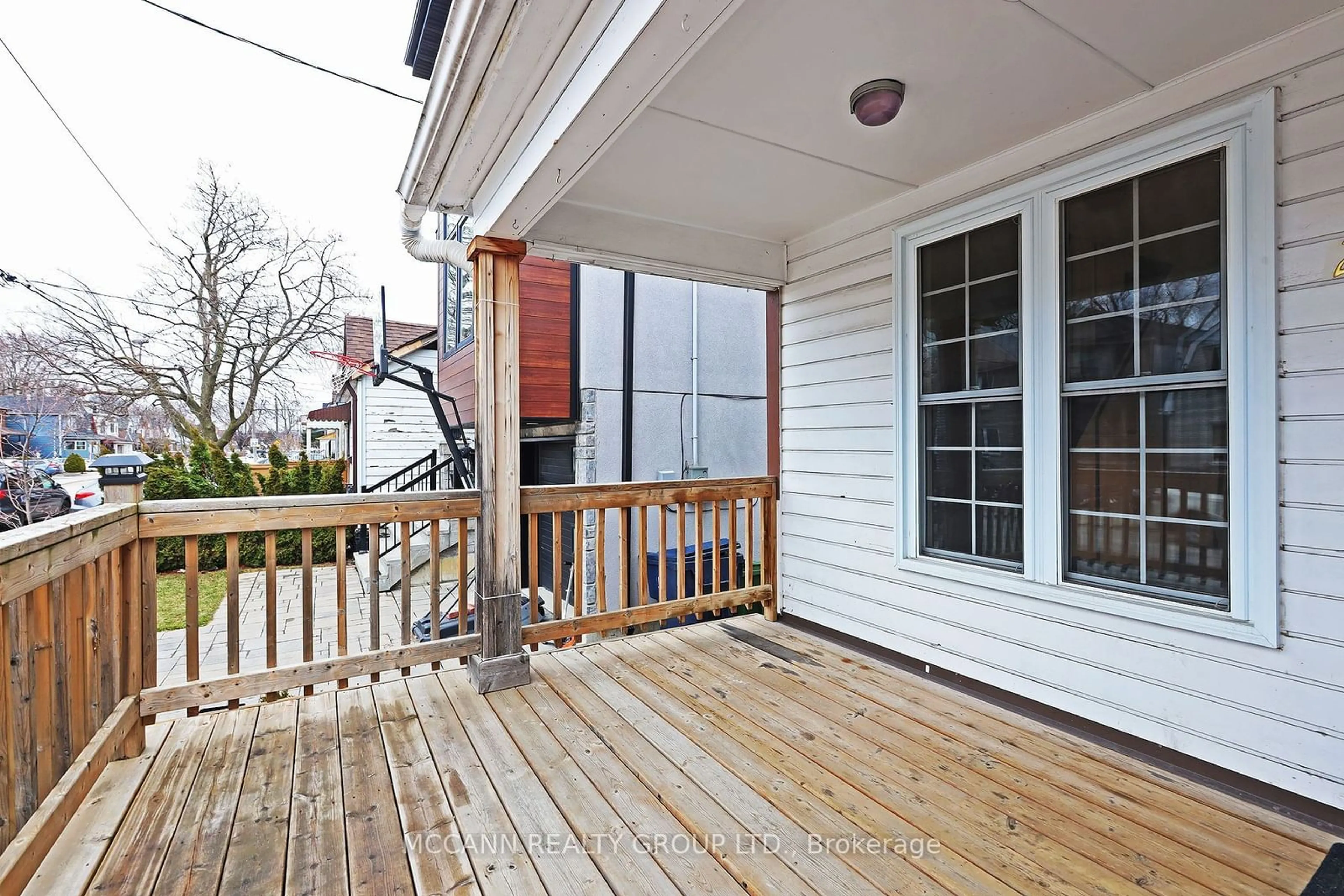 Patio, the fenced backyard for 210 Gowan Ave, Toronto Ontario M4J 2K6