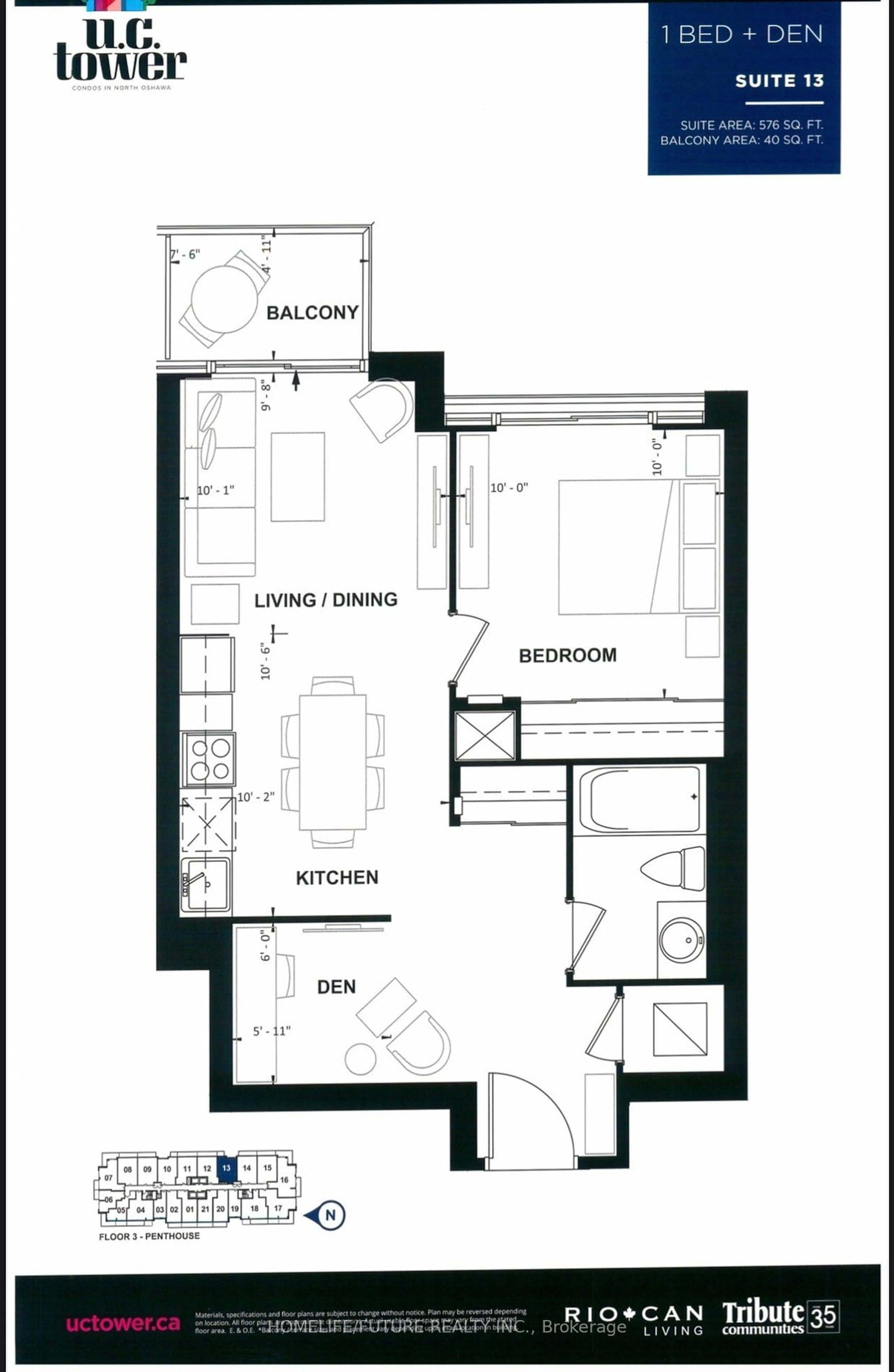 Floor plan for 2550 Simcoe St #1013, Oshawa Ontario L1L 0R5