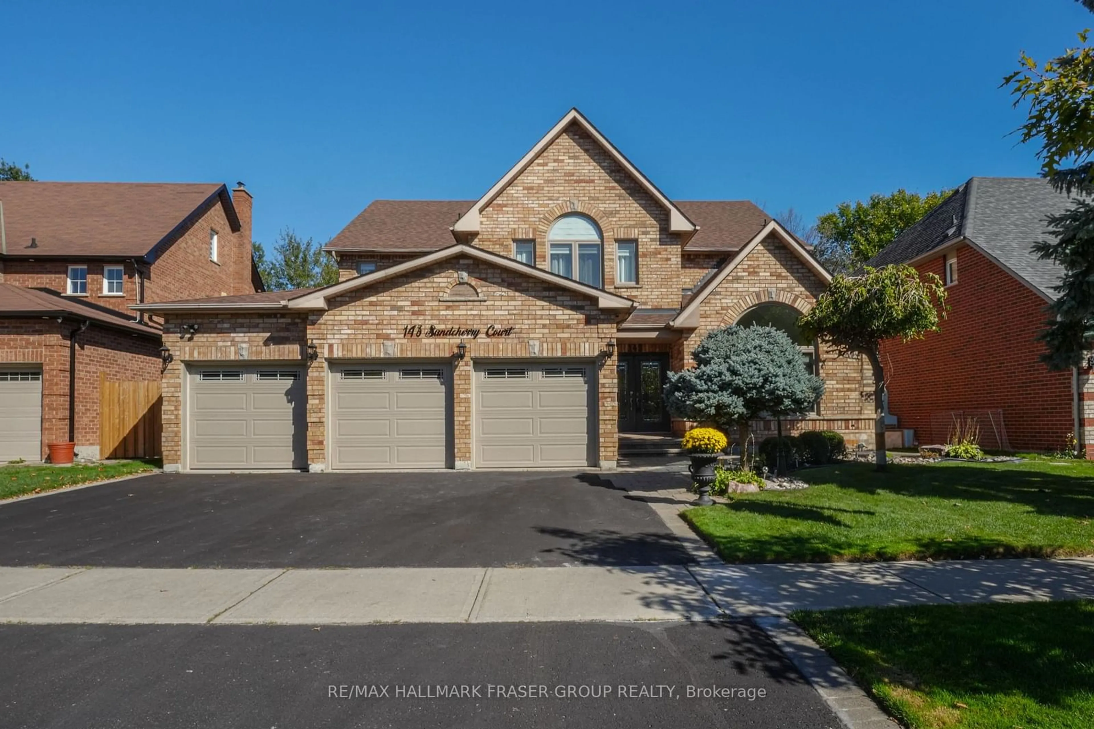 Home with brick exterior material for 143 Sandcherry Crt, Pickering Ontario L1V 6S8