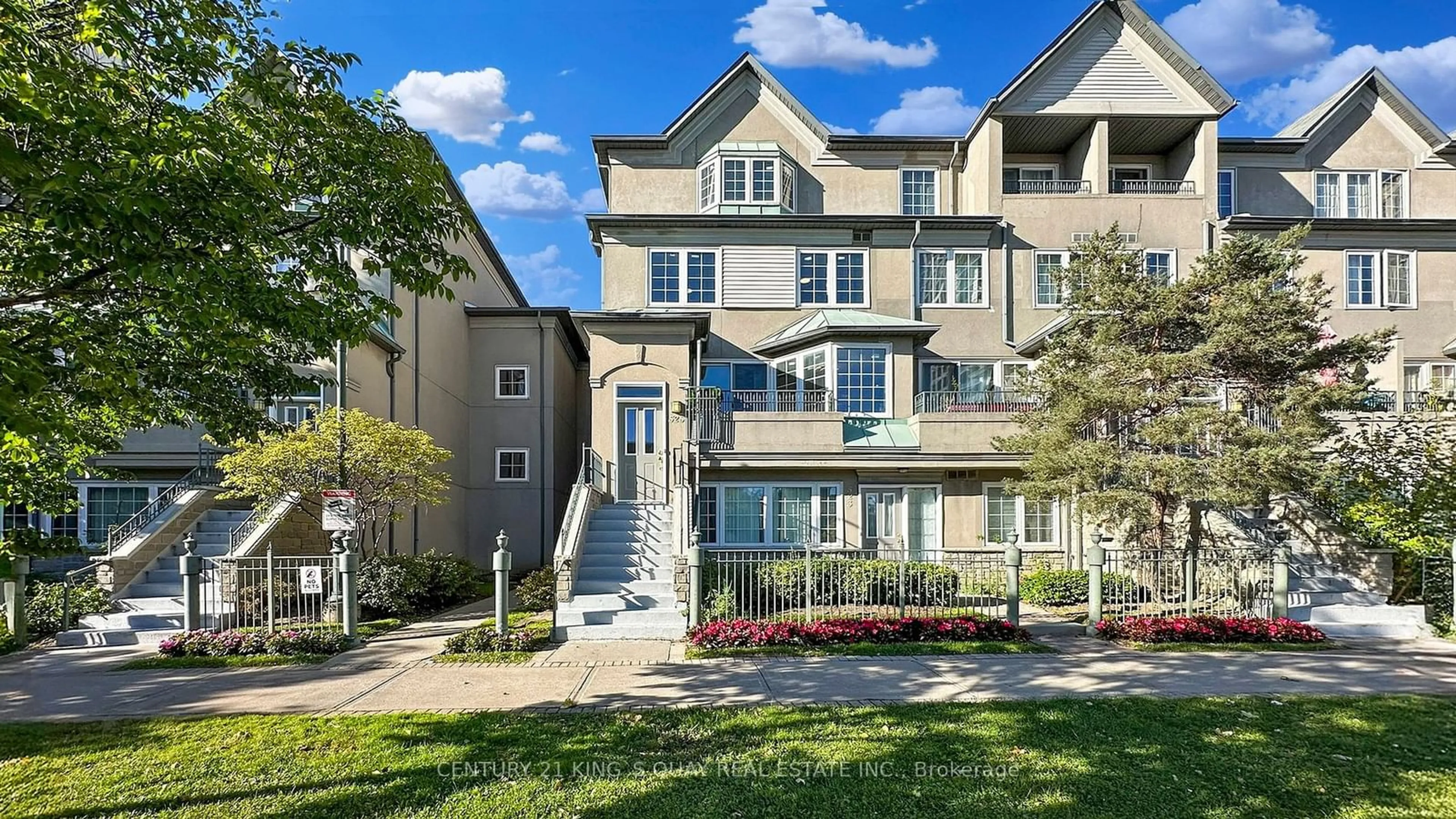 A pic from exterior of the house or condo, the fenced backyard for 188 Bonis Ave #525, Toronto Ontario M1T 3W3