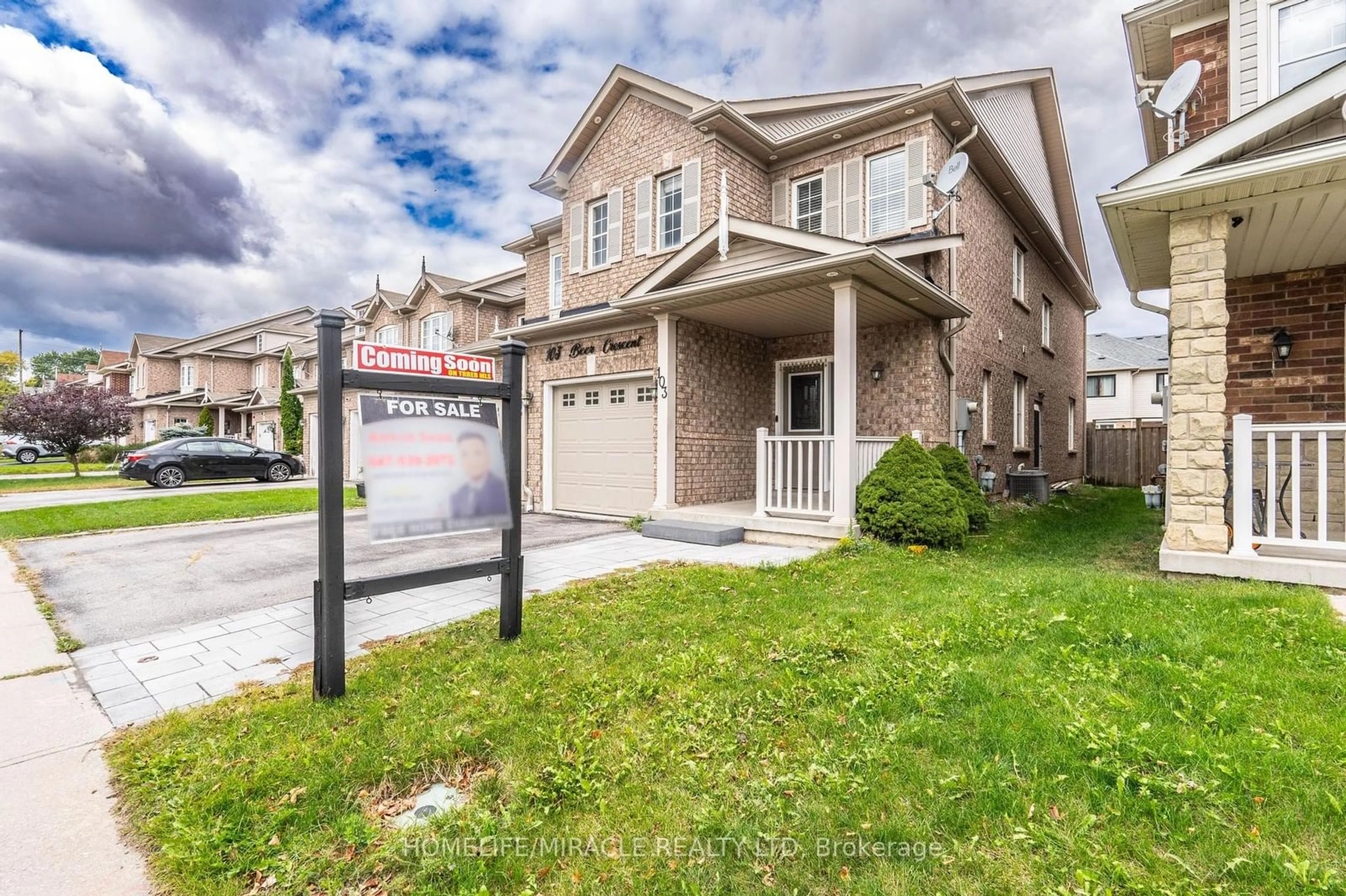 A pic from exterior of the house or condo, the street view for 103 Beer Cres, Ajax Ontario L1S 0B9