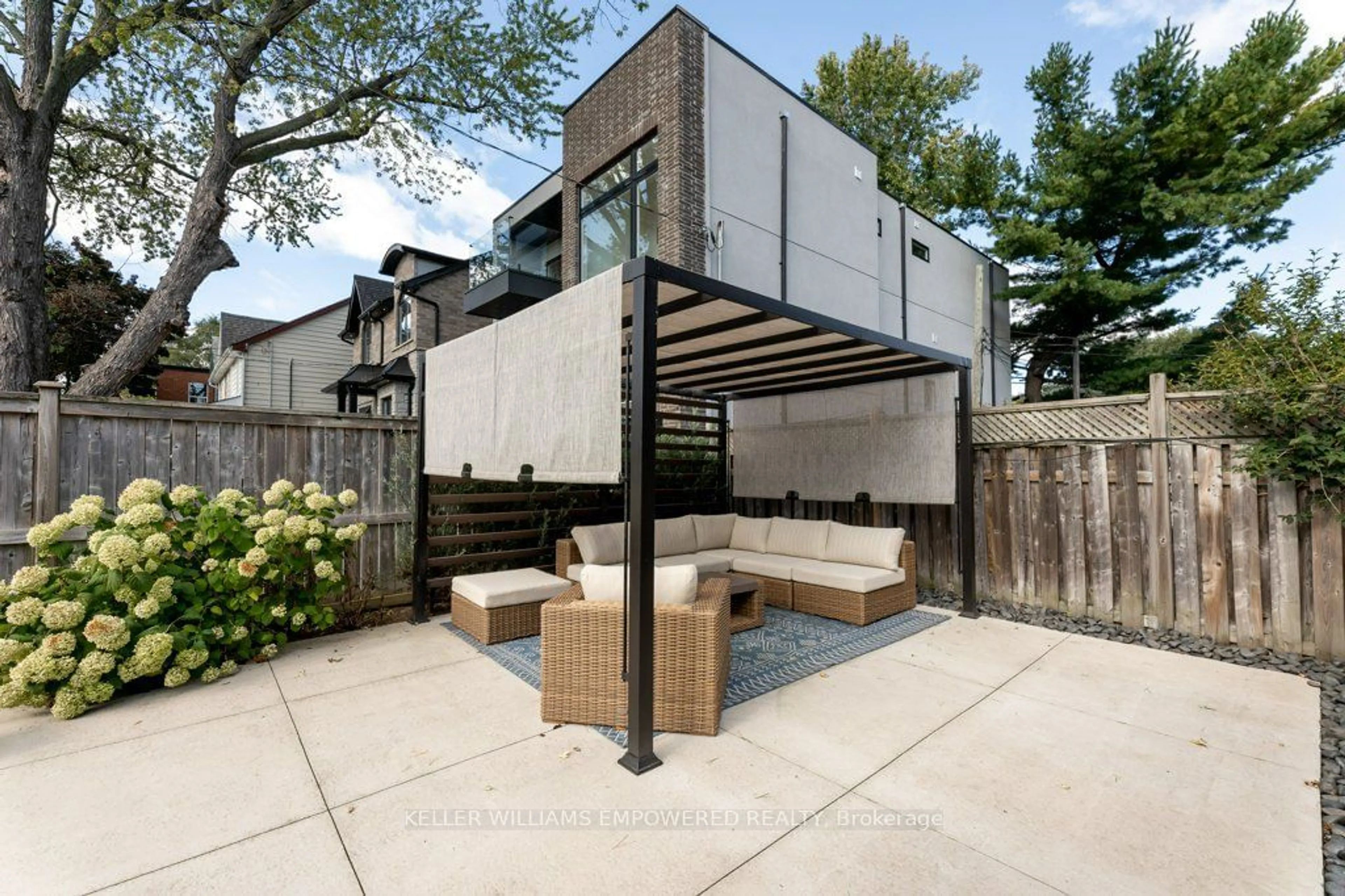 Patio, the fenced backyard for 50 Roosevelt Rd, Toronto Ontario M4J 4T7