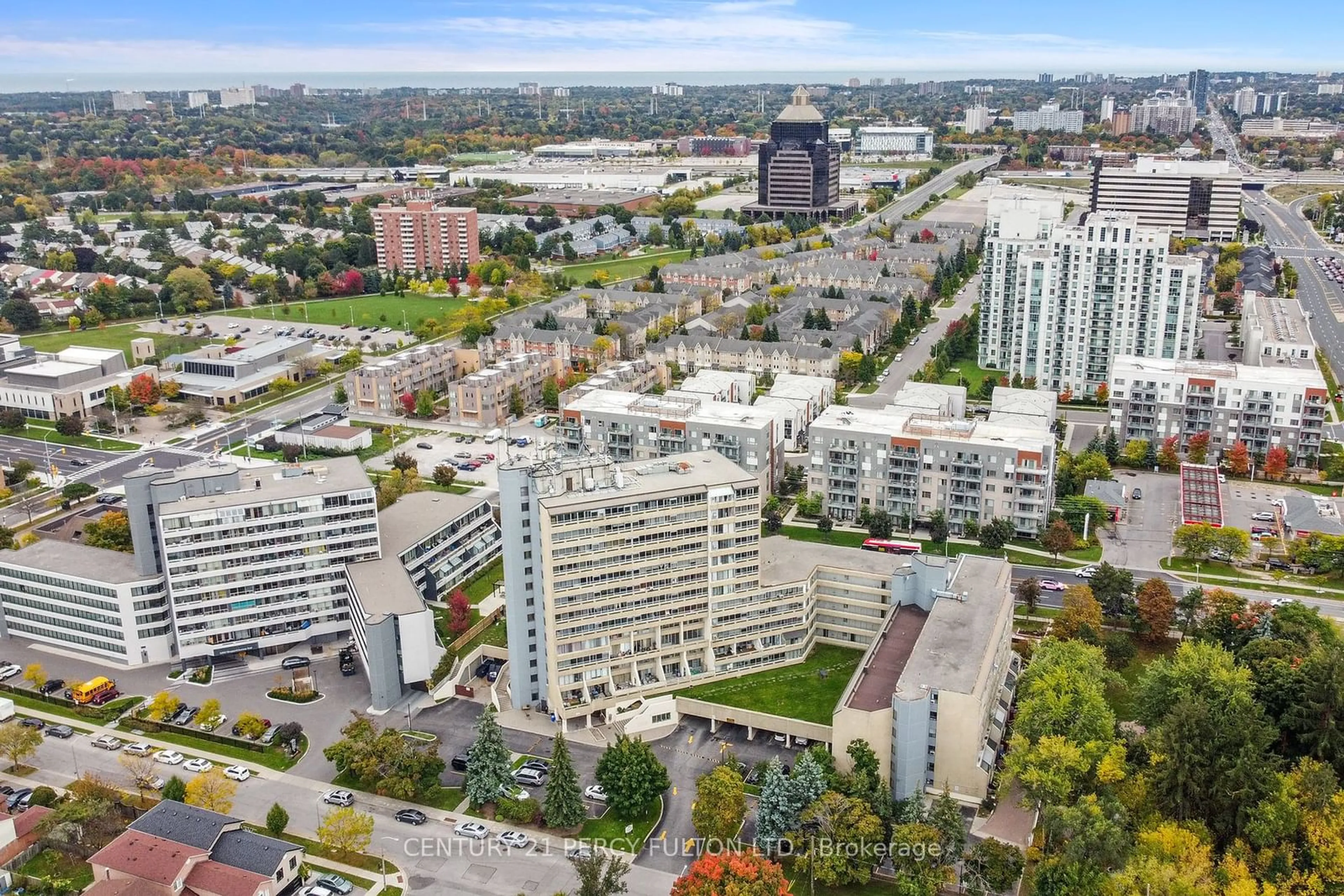 A pic from exterior of the house or condo, the view of city buildings for 5580 Sheppard Ave #1004, Toronto Ontario M1B 2L3