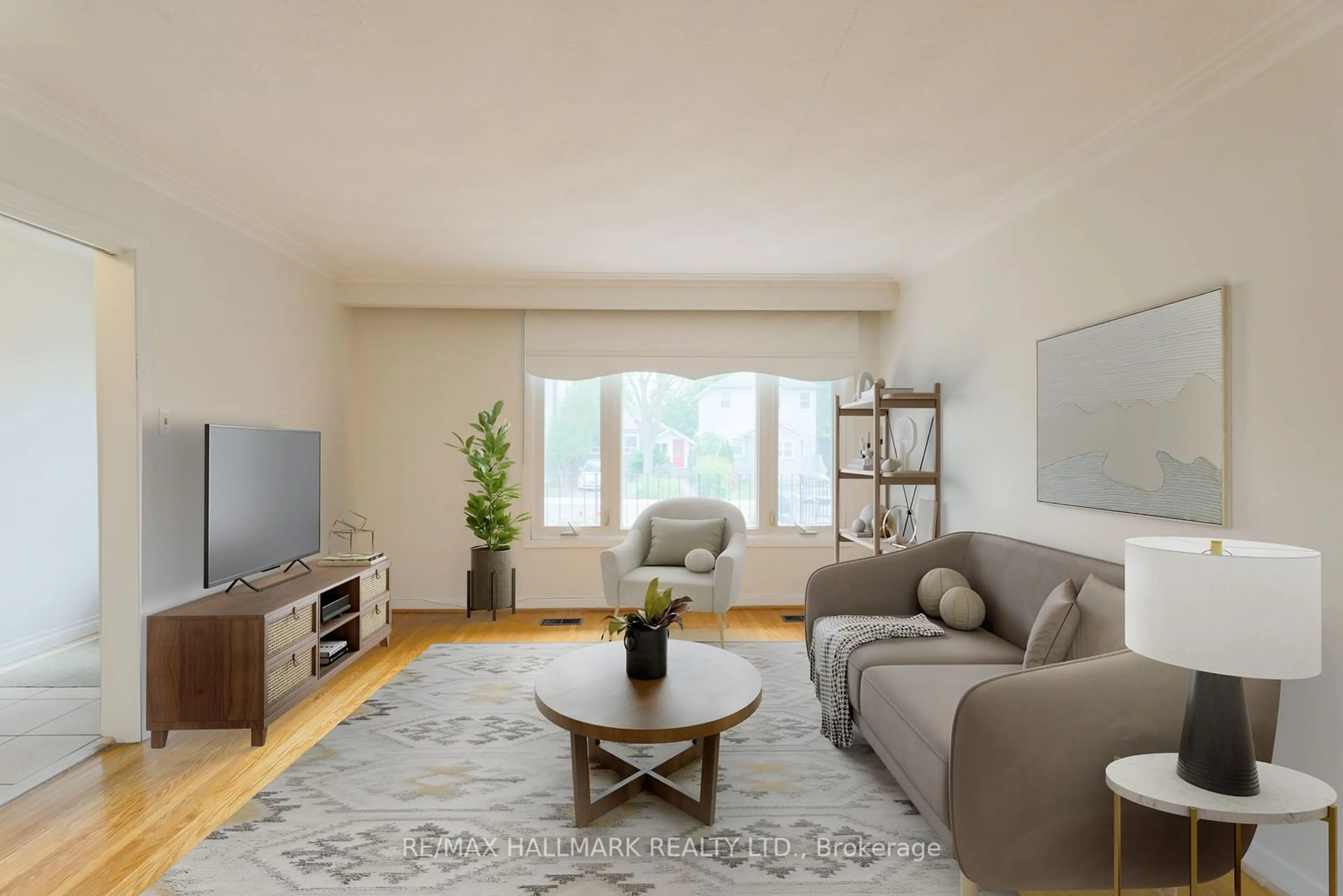 Living room, wood floors for 40 Claremore Ave, Toronto Ontario M1N 3R9