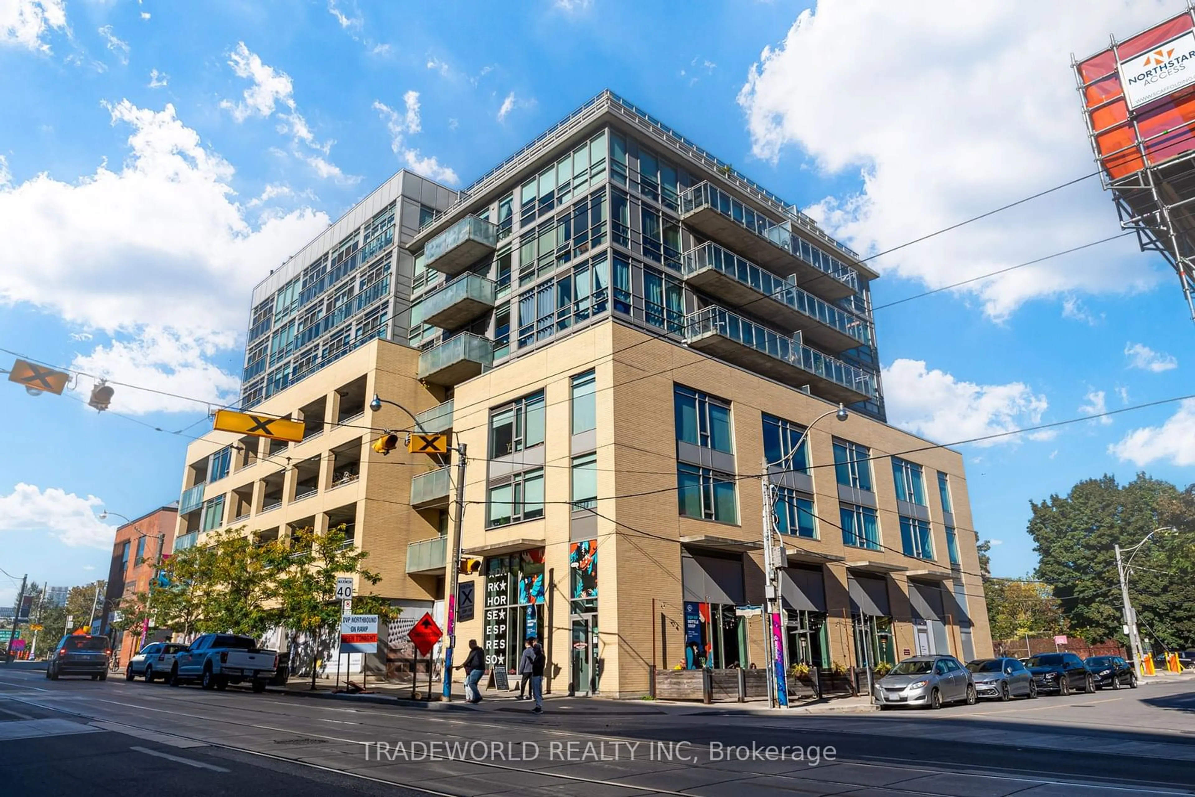 A pic from exterior of the house or condo, the front or back of building for 630 Queen St #308, Toronto Ontario M4M 1G3