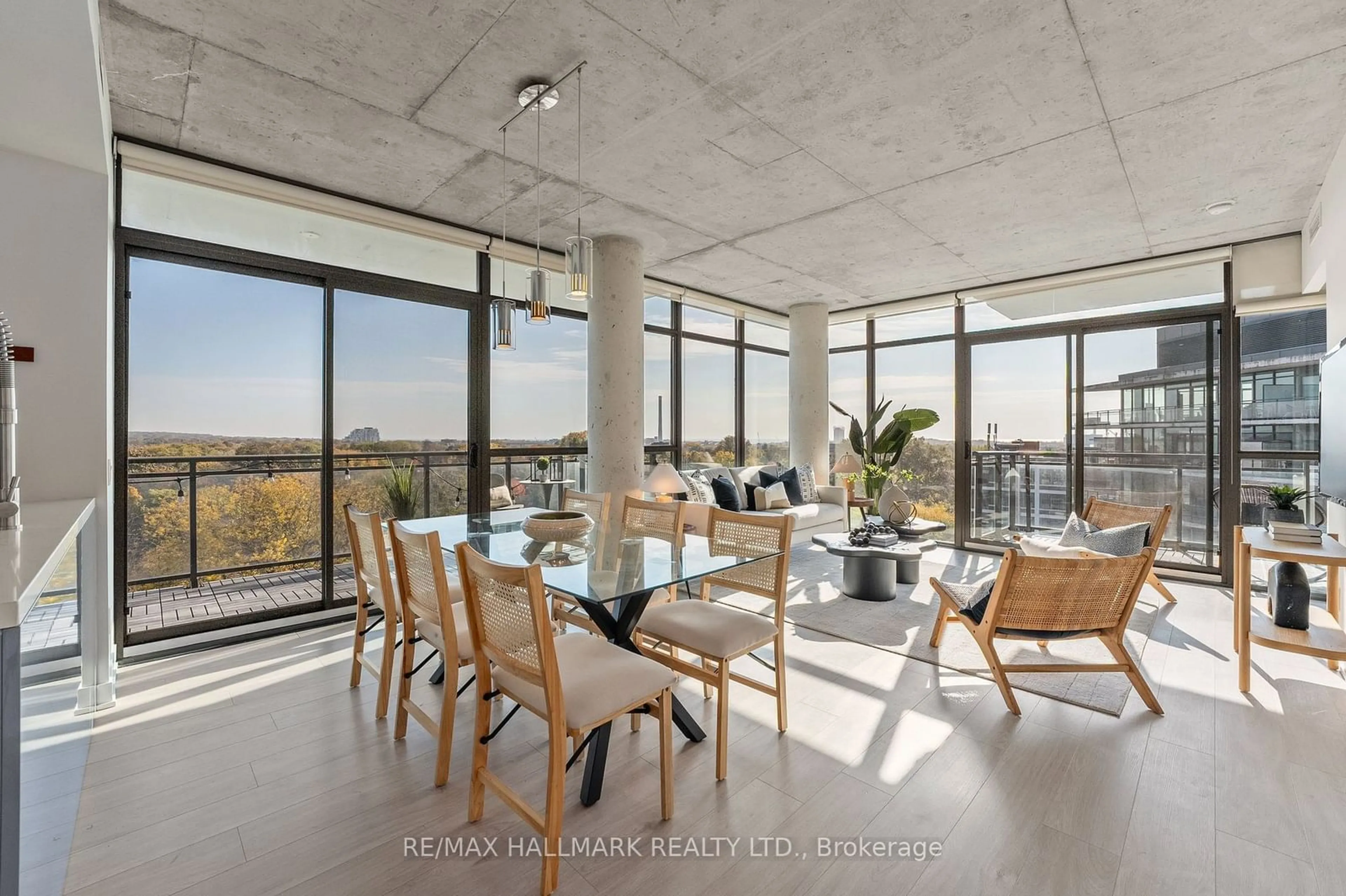 Dining room, cement floor, cottage for 1201 Dundas St #909, Toronto Ontario M4M 1S2