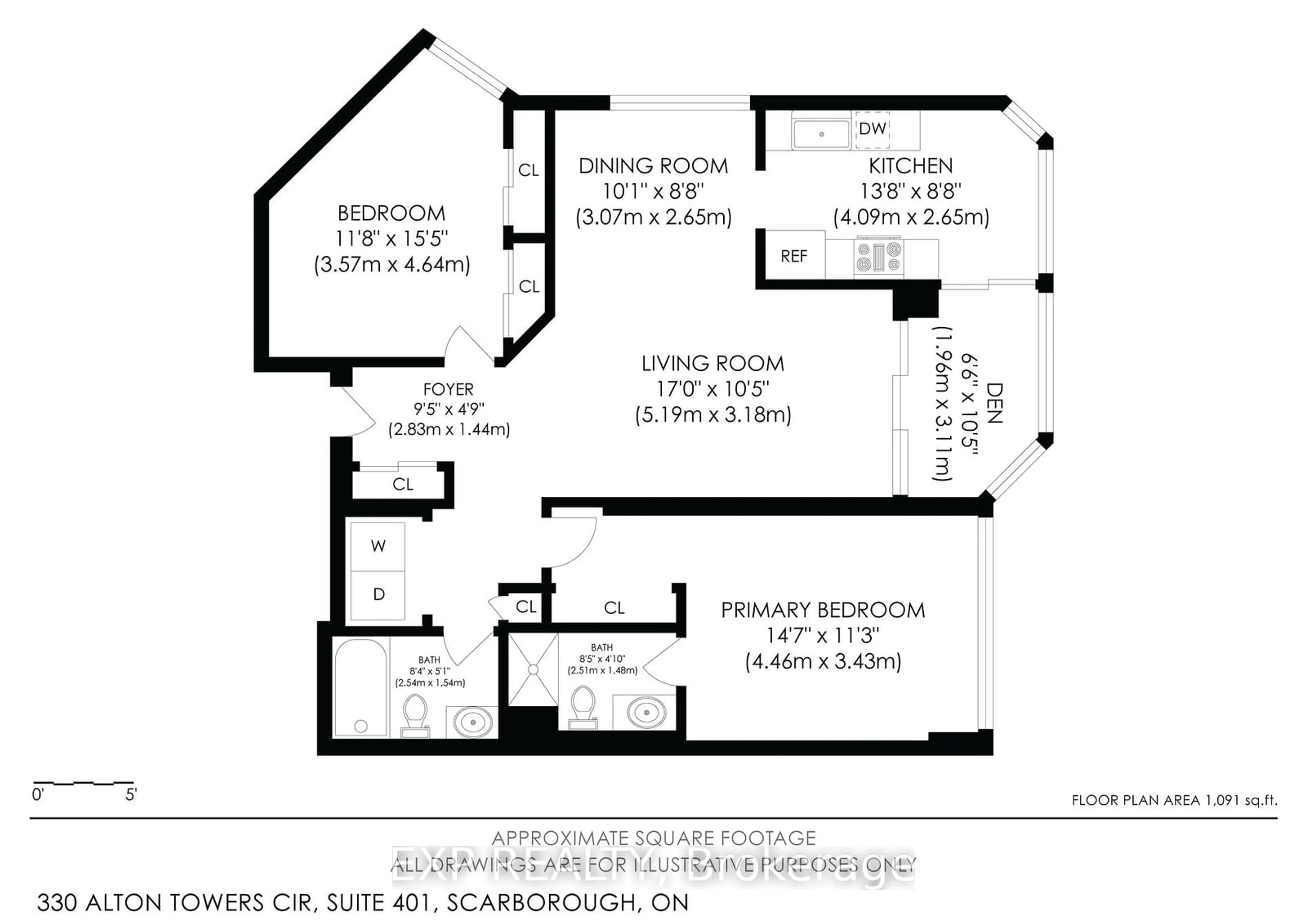 Floor plan for 330 Alton Towers Circ #401, Toronto Ontario M1V 5H3