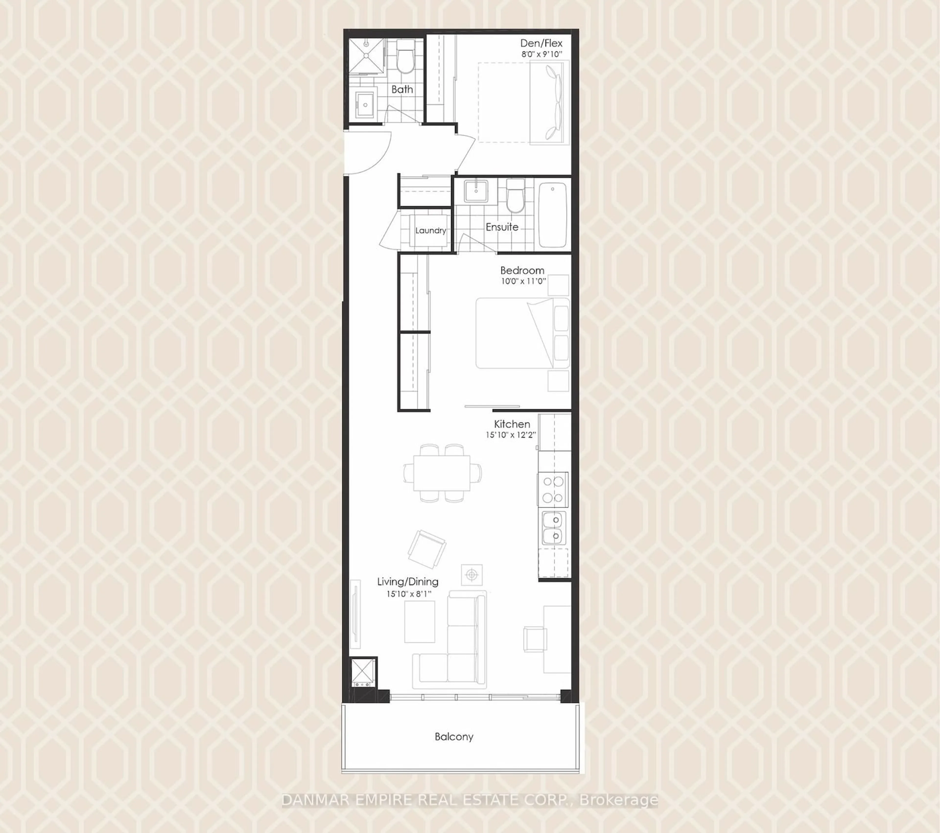 Floor plan for 3220 Sheppard Ave #607, Toronto Ontario M1T 0B7