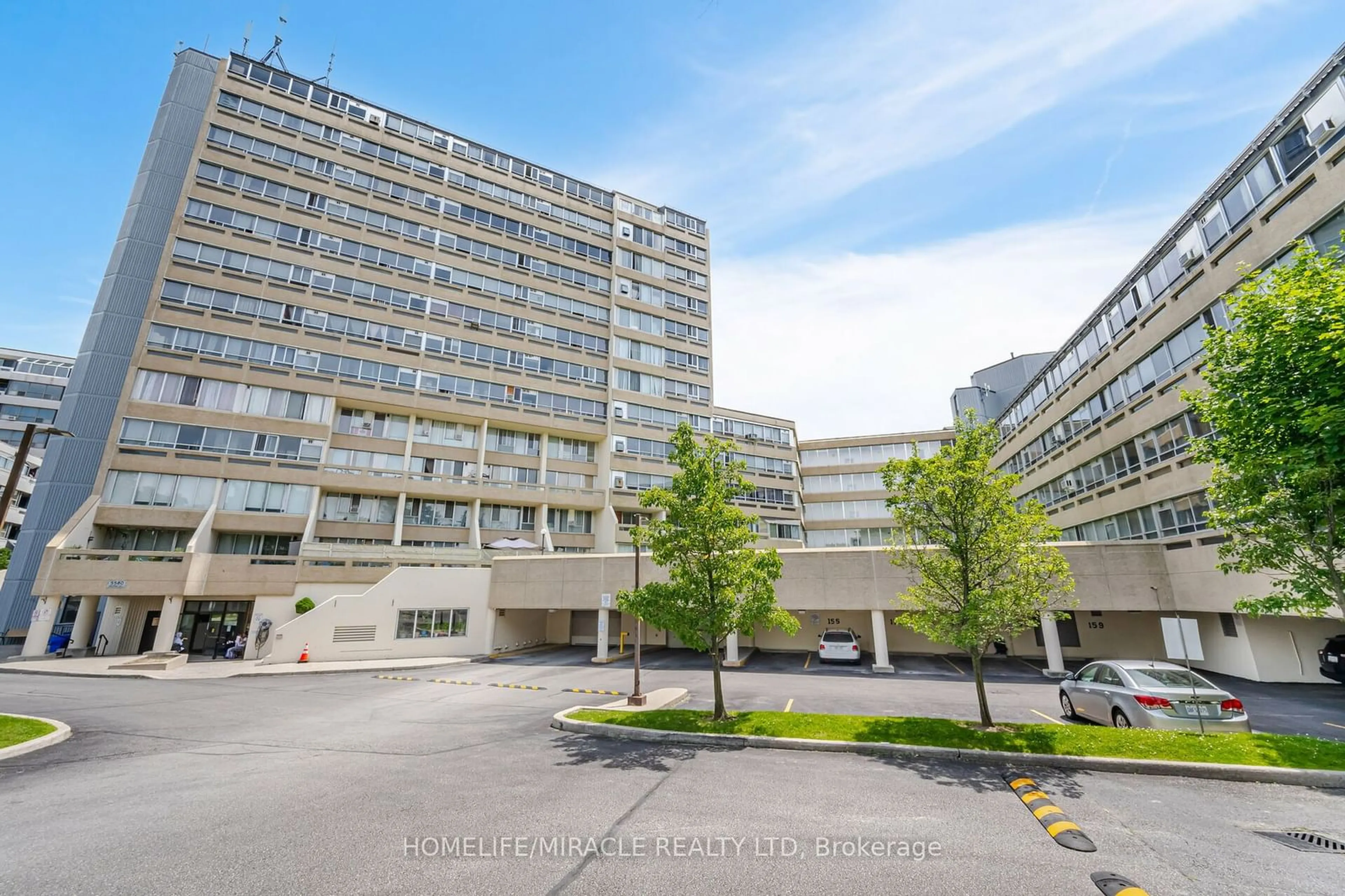 A pic from exterior of the house or condo, the street view for 5580 Sheppard Ave #305, Toronto Ontario M1B 2L3