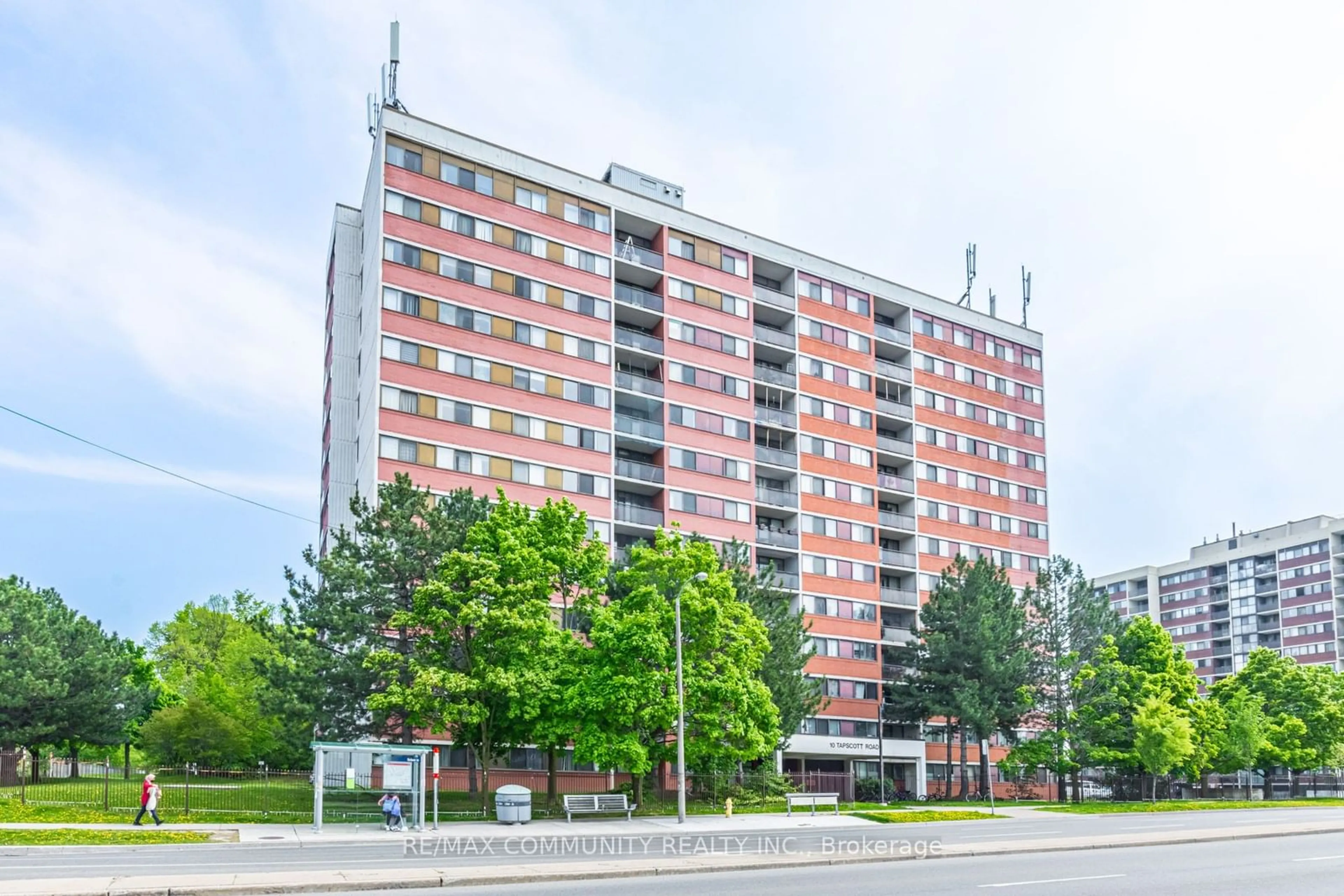 A pic from exterior of the house or condo, the front or back of building for 10 Tapscott Rd #103, Toronto Ontario M1B 3L9