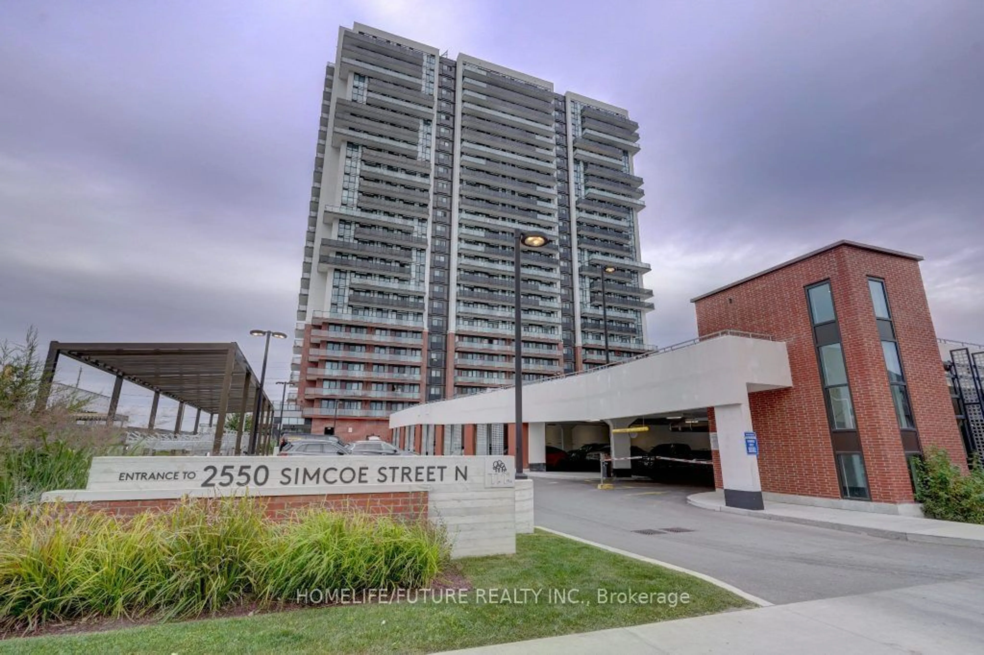 A pic from exterior of the house or condo, the street view for 2550 Simcoe St #1912, Oshawa Ontario L1L 0R5