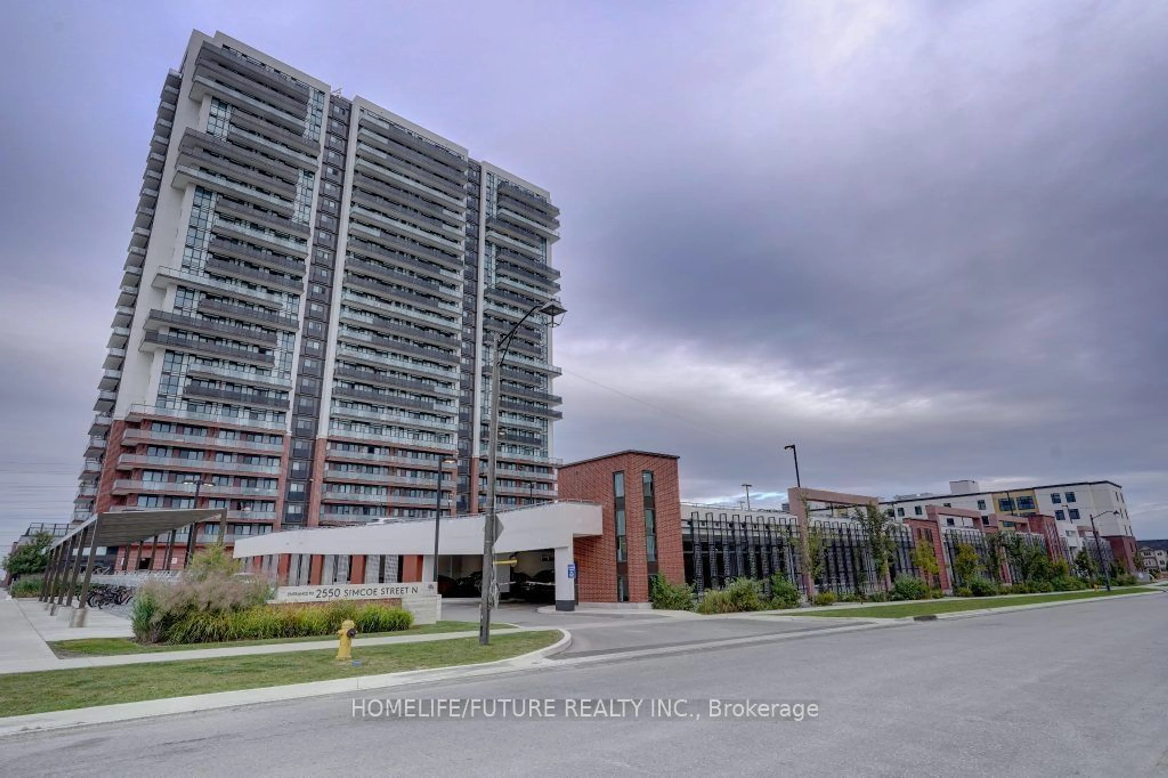 A pic from exterior of the house or condo, the street view for 2550 Simcoe St #1912, Oshawa Ontario L1L 0R5