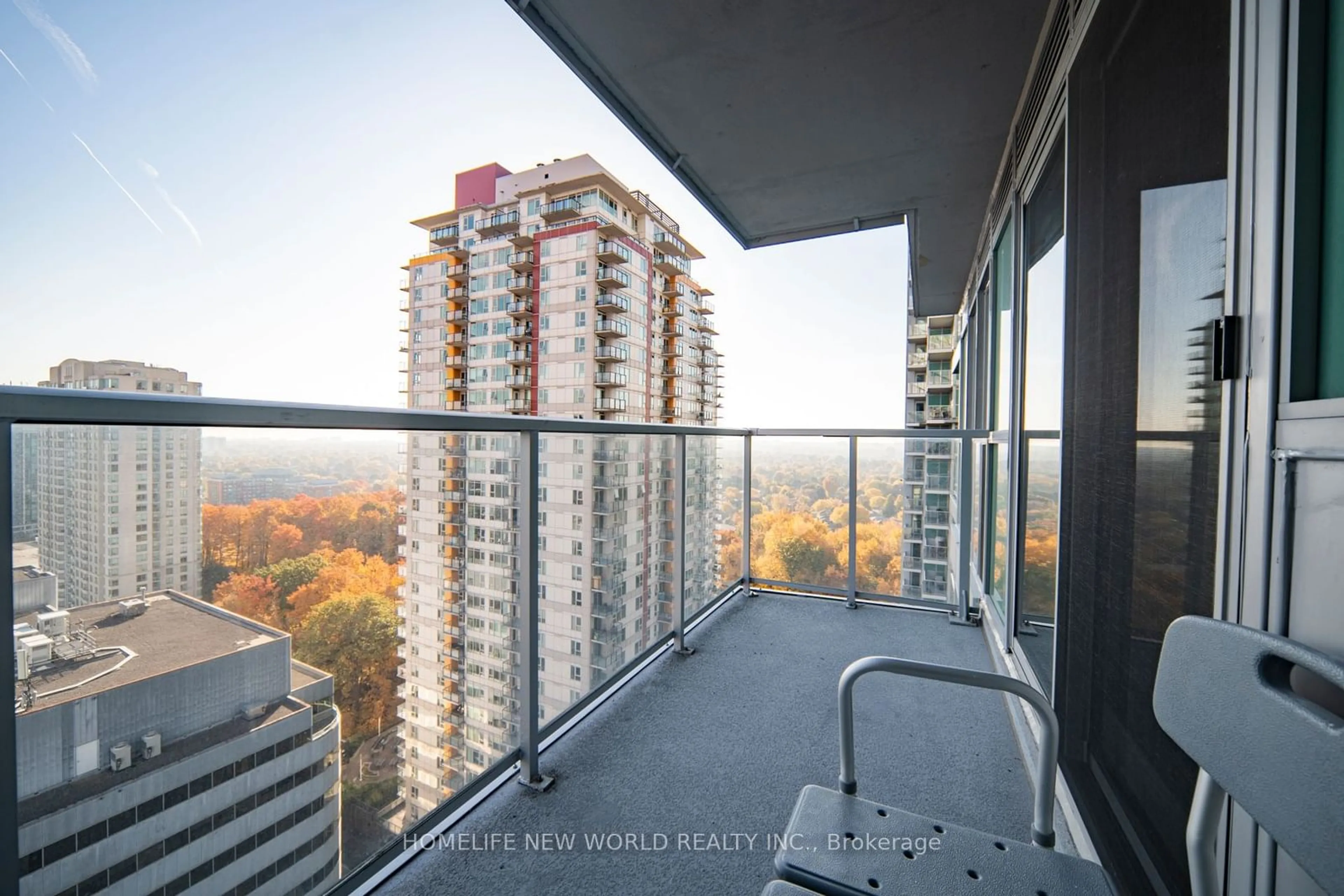 Balcony in the apartment, the view of city buildings for 70 Town Centre Crt #2103, Toronto Ontario M1P 0B2