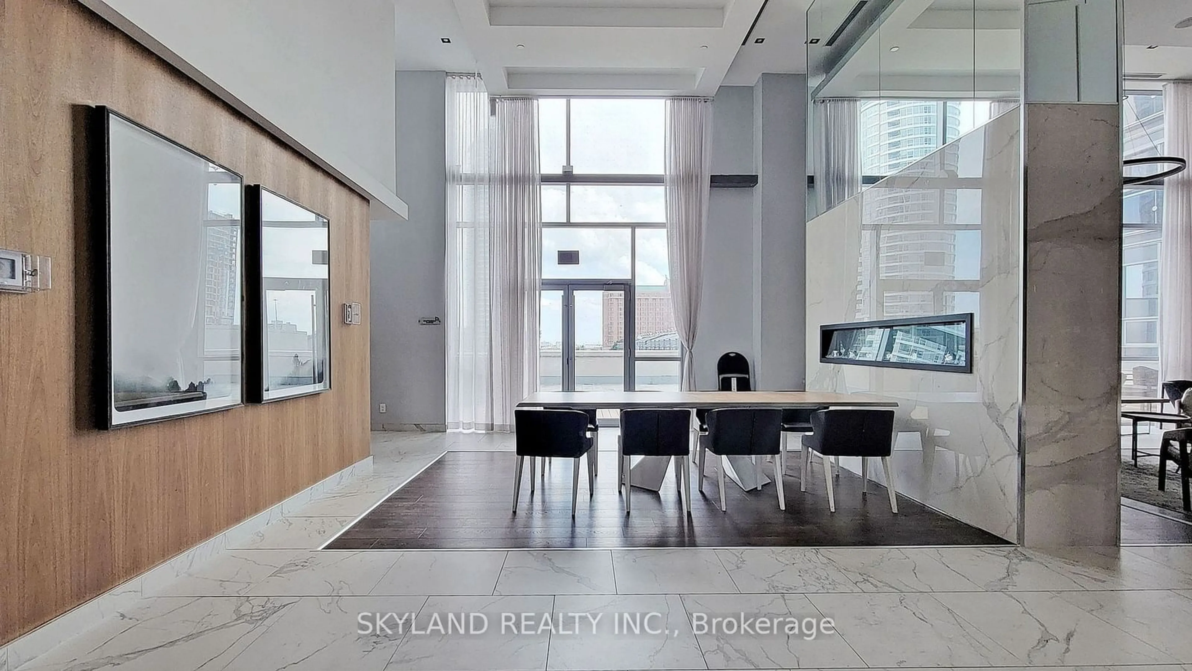 Dining room, wood floors, the street view for 255 Village Green Sq #2204, Toronto Ontario M1S 0L7