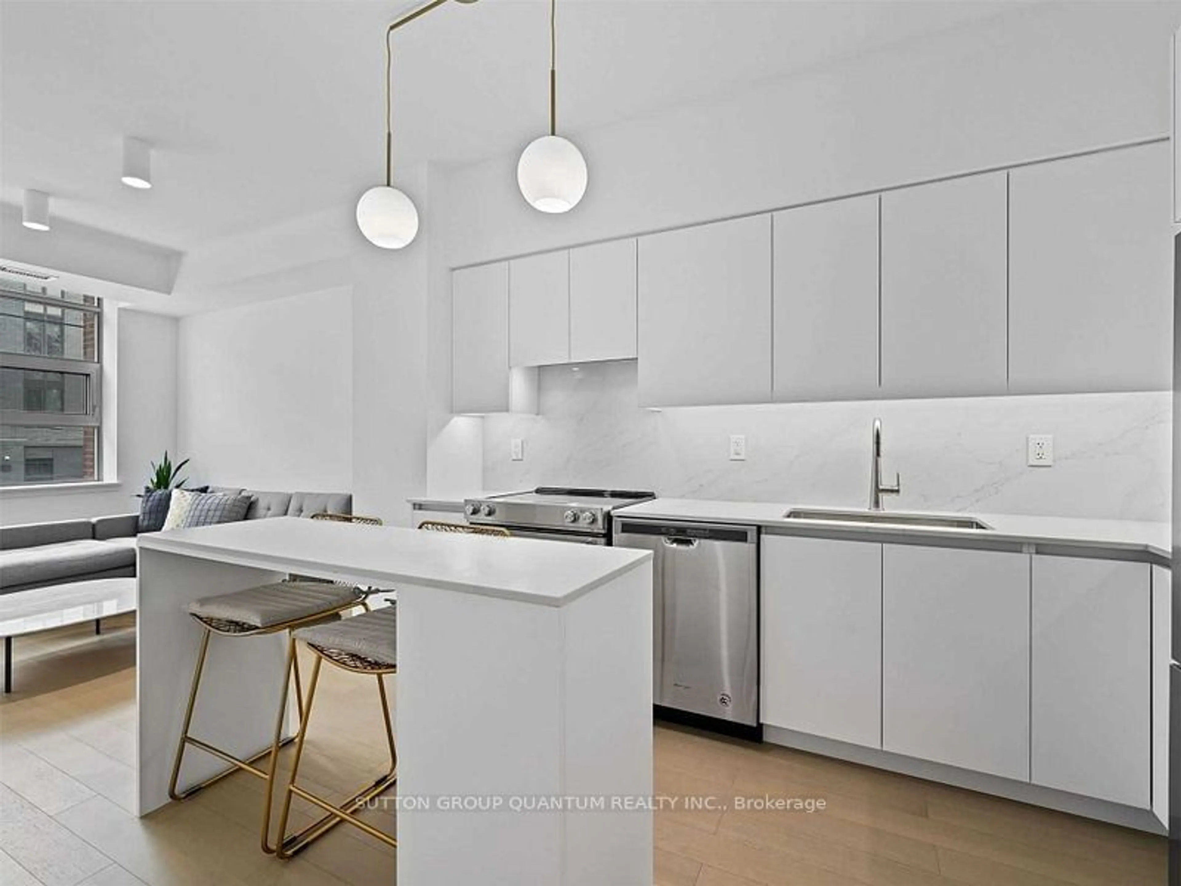 Contemporary kitchen, ceramic floors for 601 Kingston Rd #215, Toronto Ontario M4E 3Y2