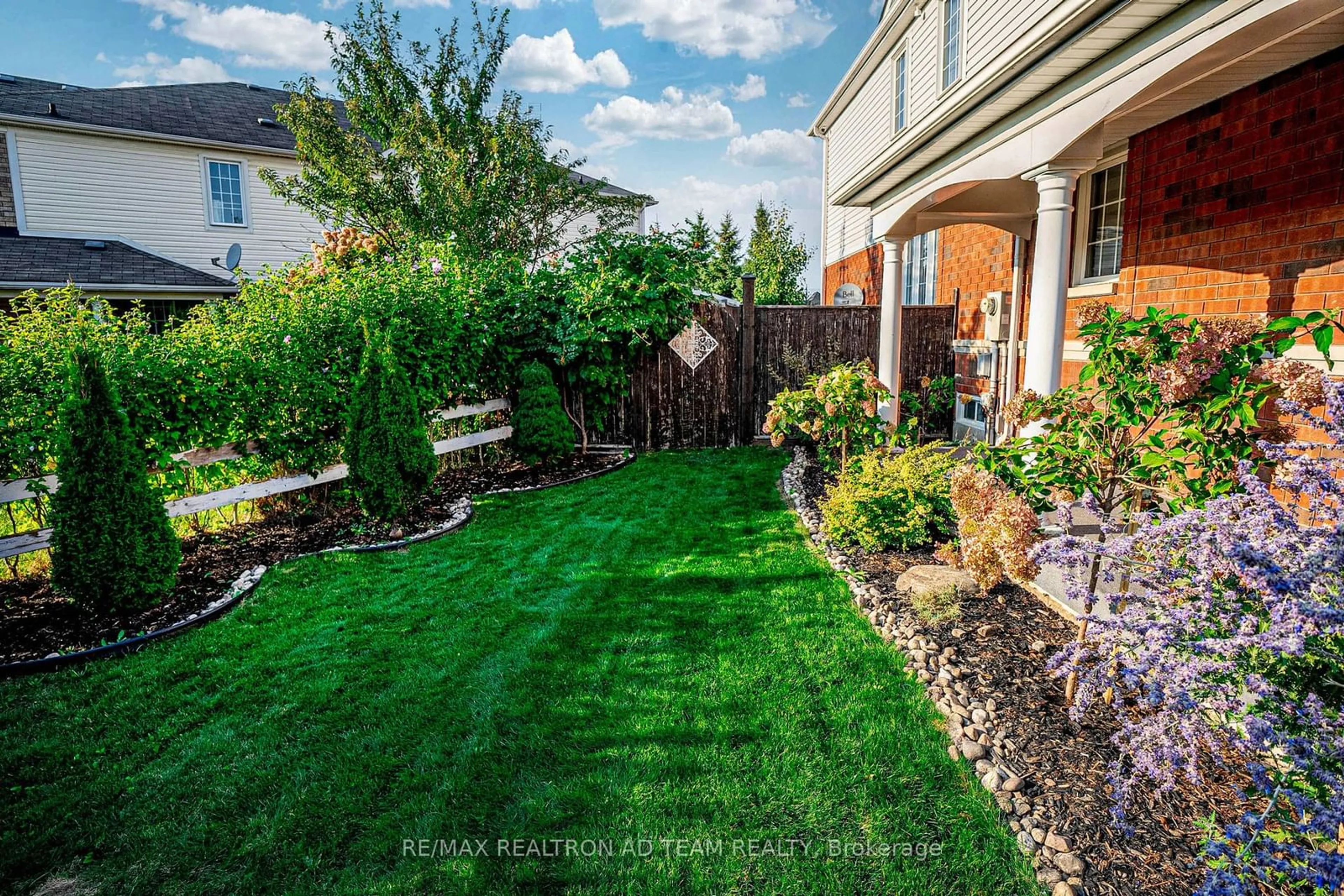 Patio, the fenced backyard for 10 Tozer Cres, Ajax Ontario L1T 4Z9