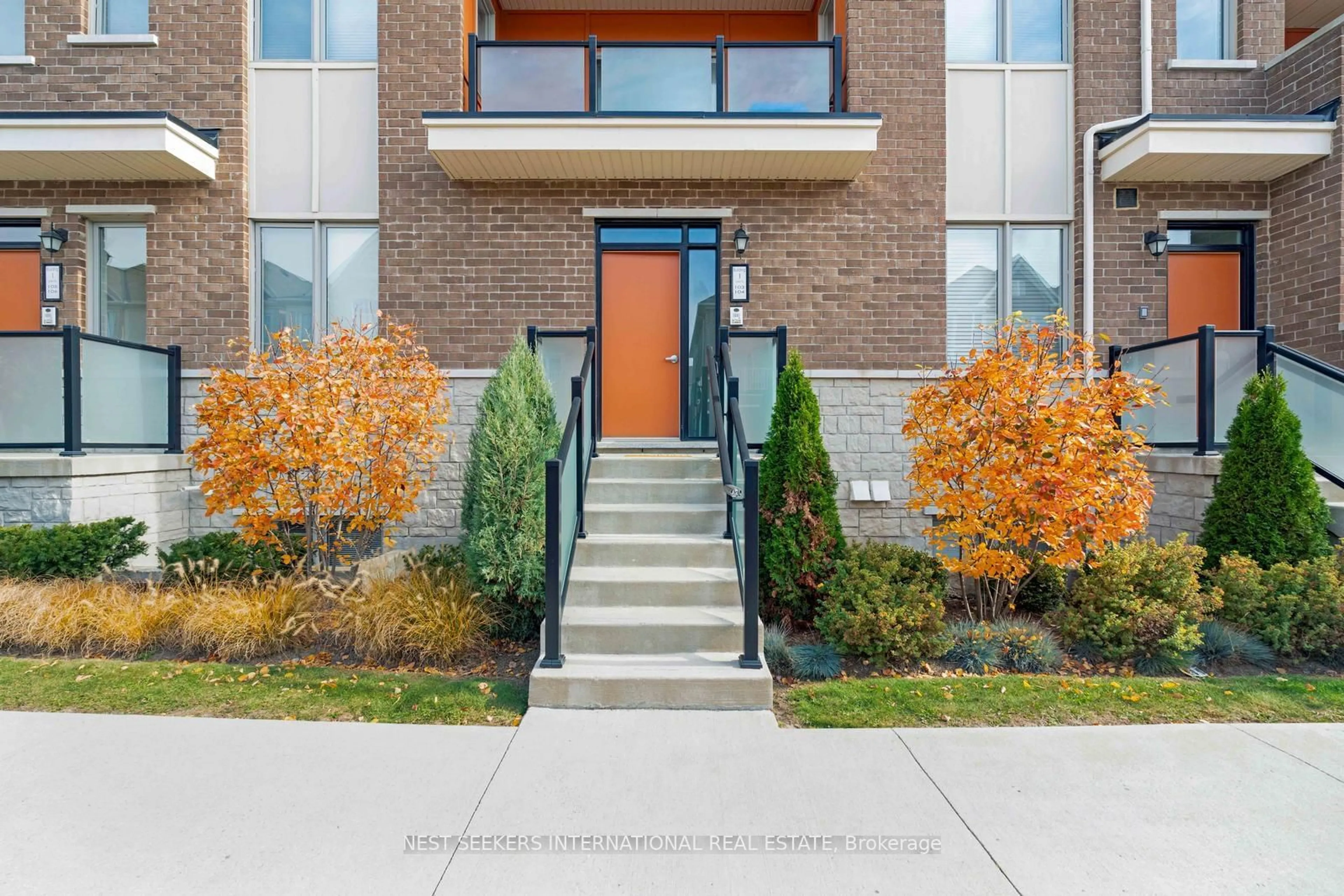 A pic from exterior of the house or condo, the street view for 1148 Dragonfly Ave #104, Pickering Ontario L1X 0H5