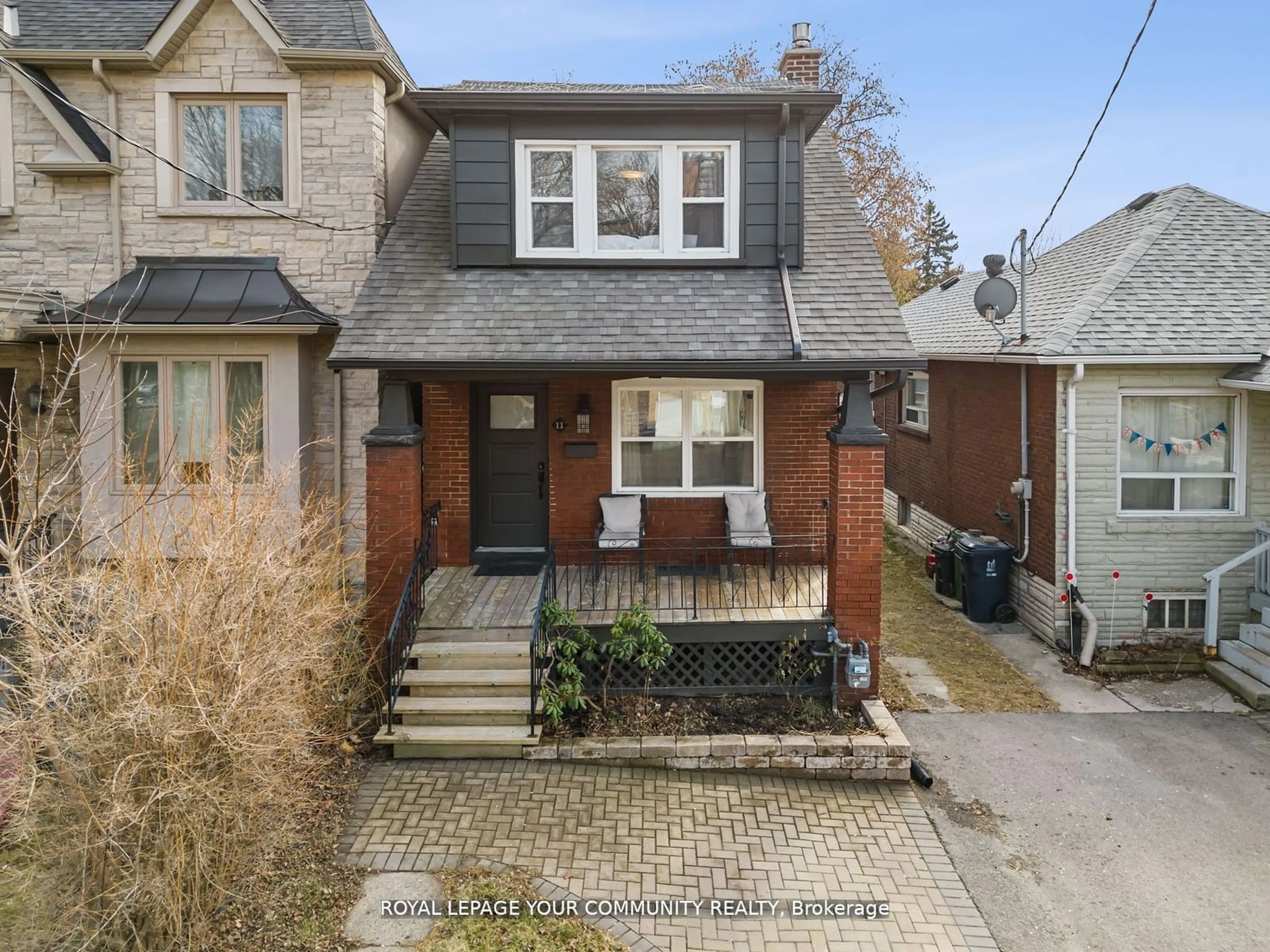 Frontside or backside of a home, the street view for 11 Denton Ave, Toronto Ontario M4C 1T7