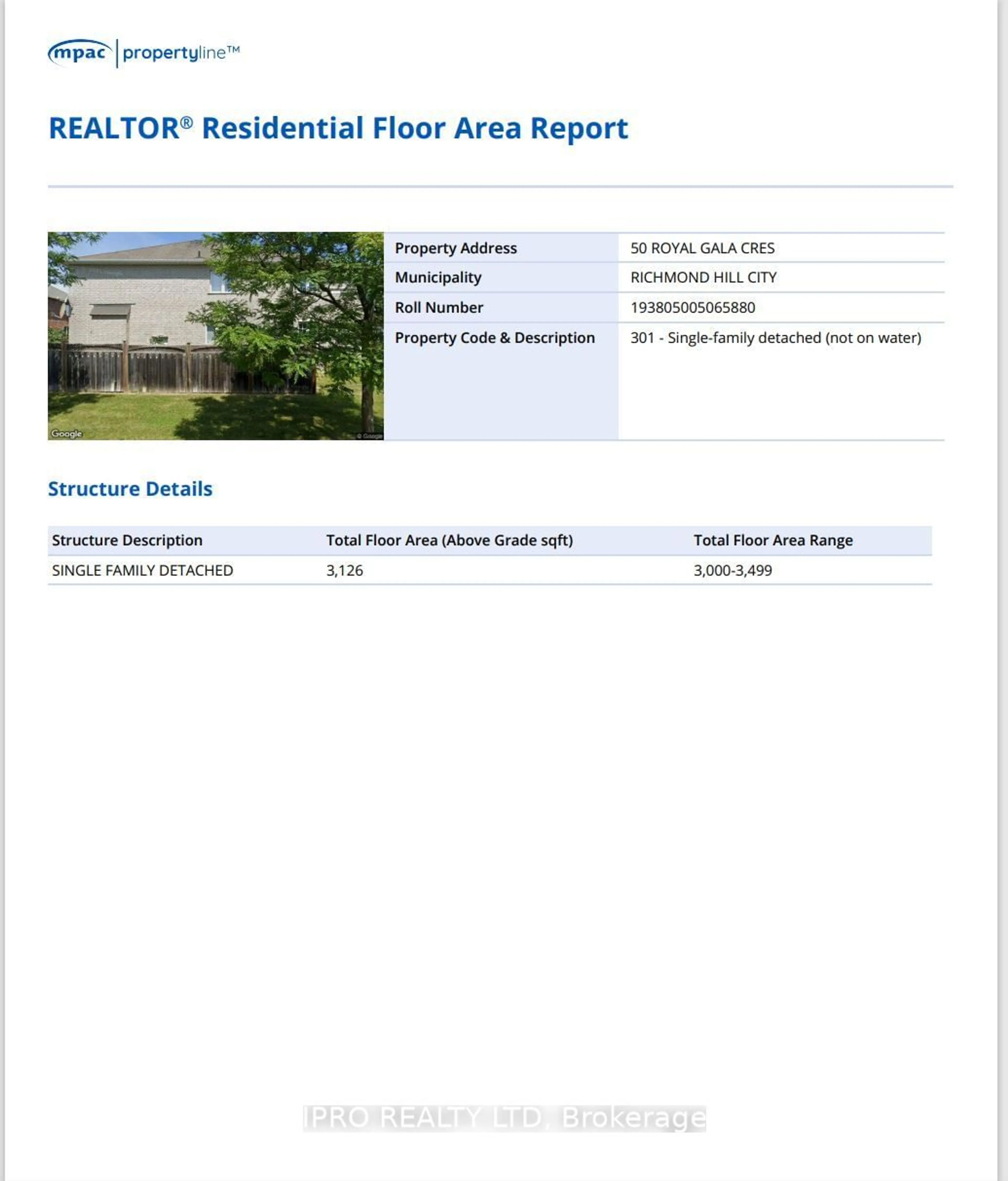 Floor plan for 50 Royal Gala Cres, Richmond Hill Ontario L4S 1Y5