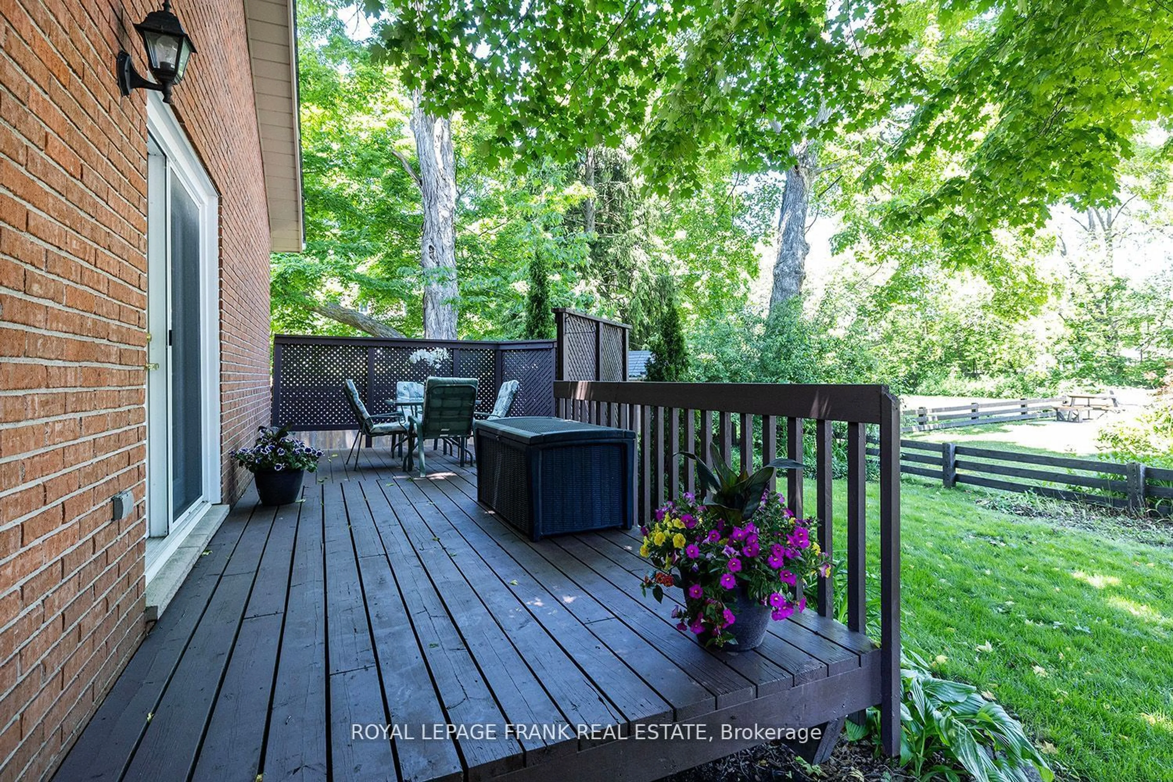 Patio, the fenced backyard for 13 Country Lane, Brock Ontario L0E 1E0